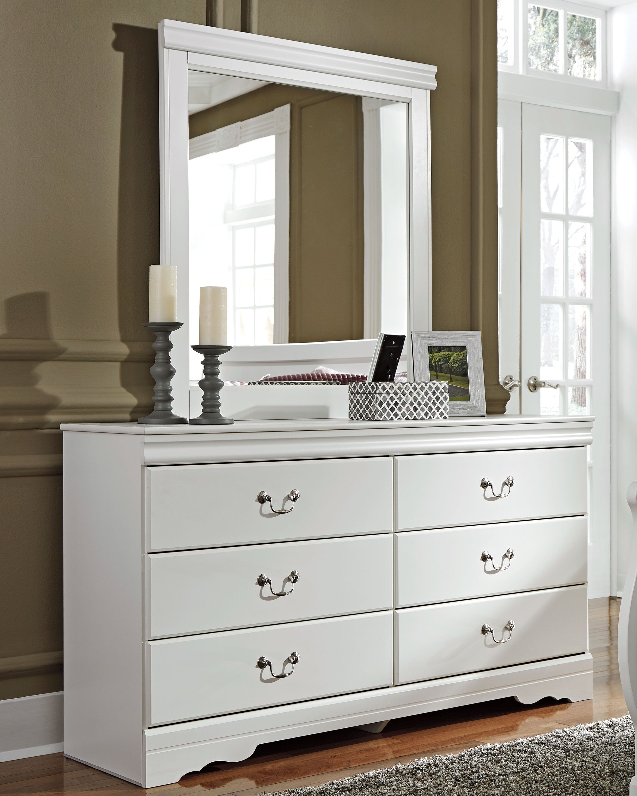 Floridian Furniture - Ashley Furniture - Anarasia Bedroom - Dresser and Mirror / White - B129B3