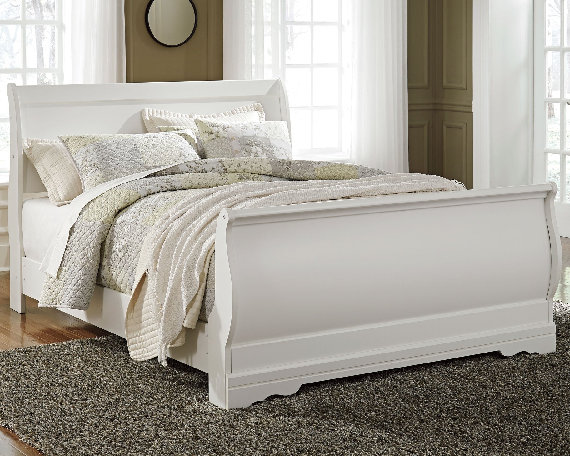 Floridian Furniture - Ashley Furniture - Anarasia Bedroom - Queen Sleigh Bed / White - B129B4
