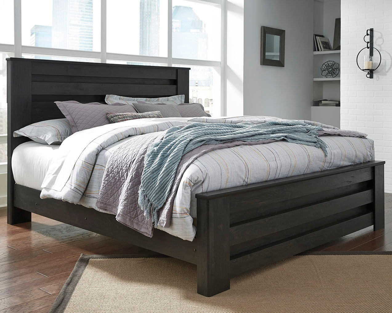 Floridian Furniture - Ashley Furniture - Brinxton Bedroom - King Panel Bed / Charcoal - B249B4