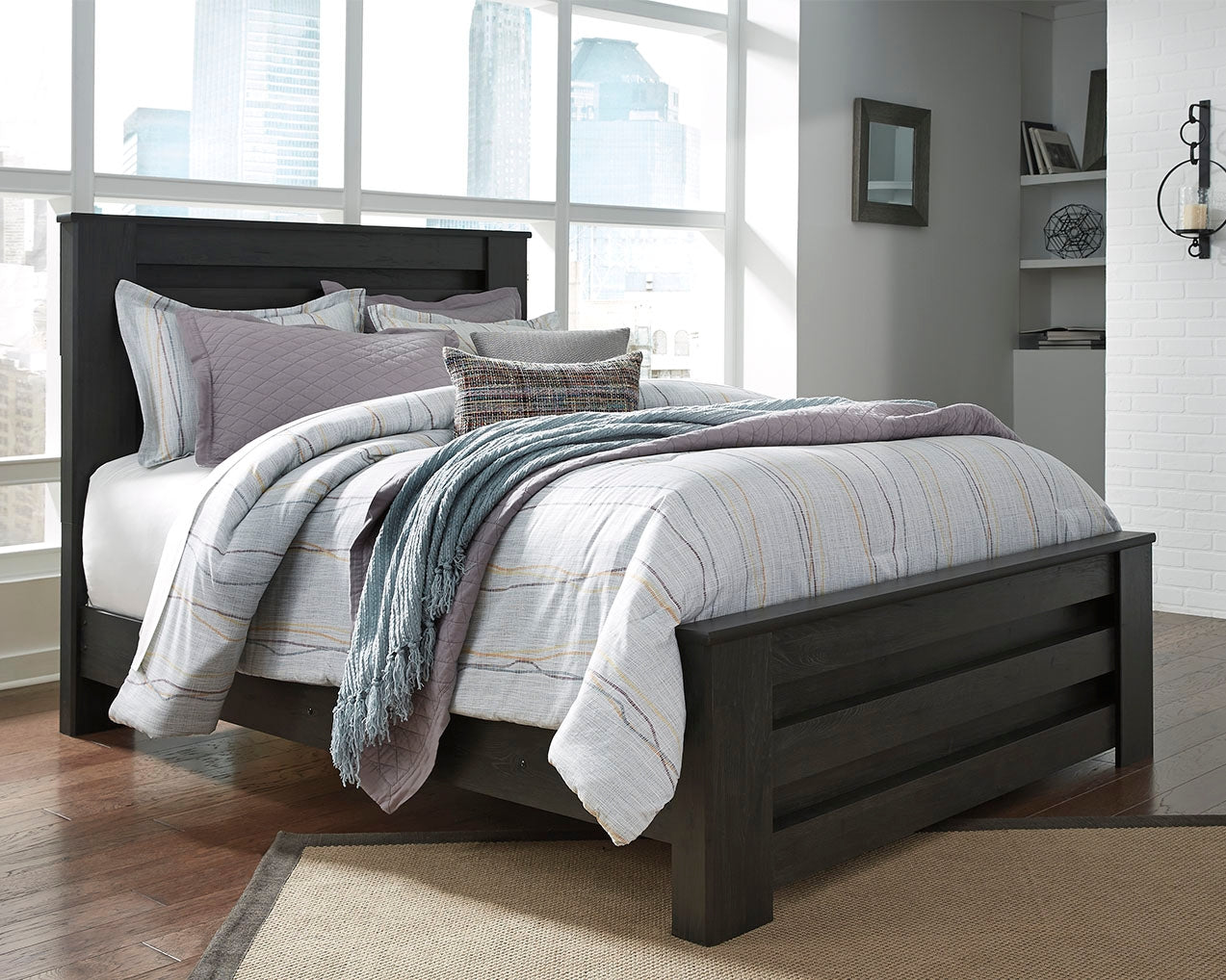 Floridian Furniture - Ashley Furniture - Brinxton Bedroom - Queen Panel Bed / Charcoal - B249B2
