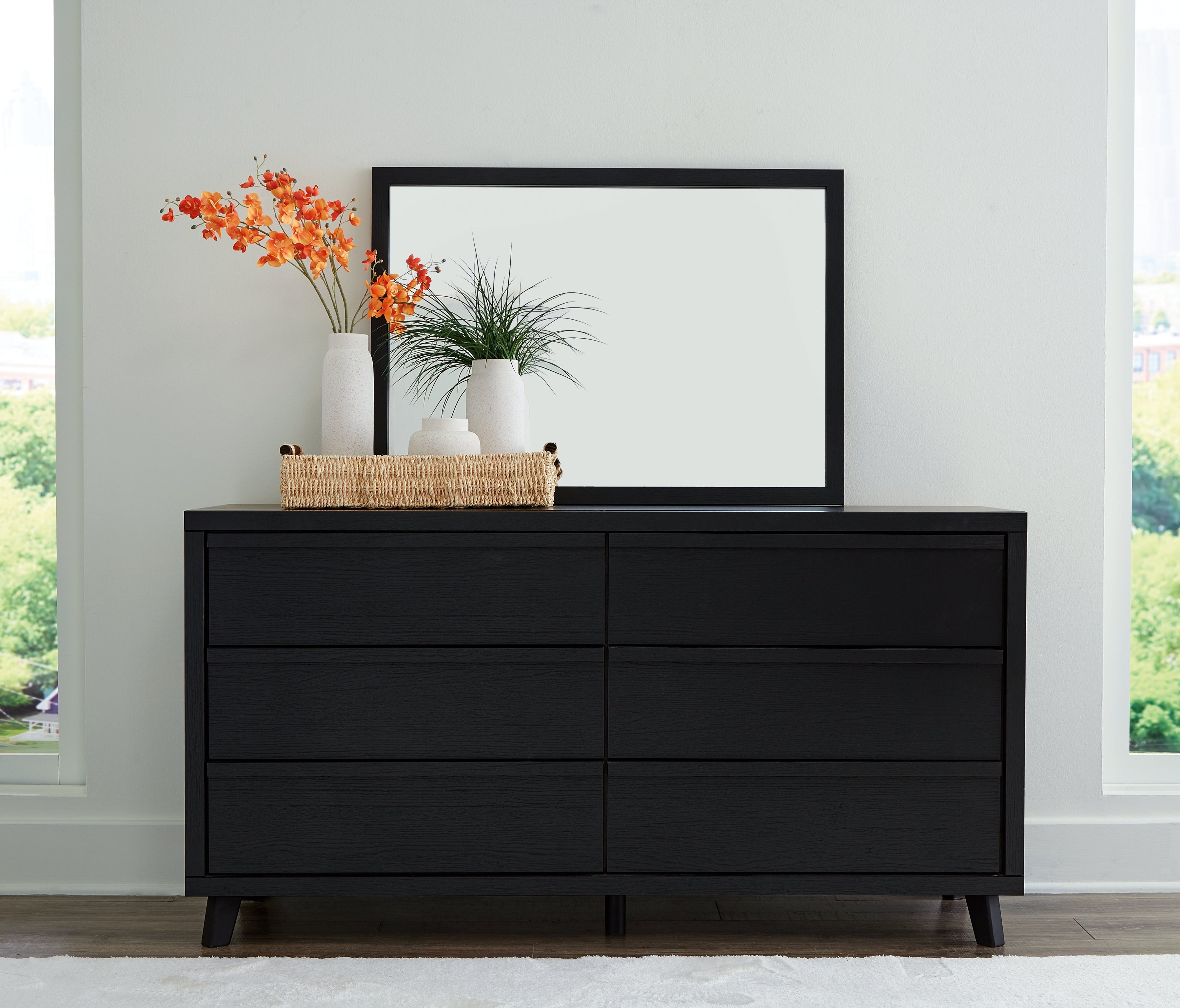 Floridian Furniture - Ashley Furniture - Danziar Bedroom - Dresser and Mirror / Black - B1013B11