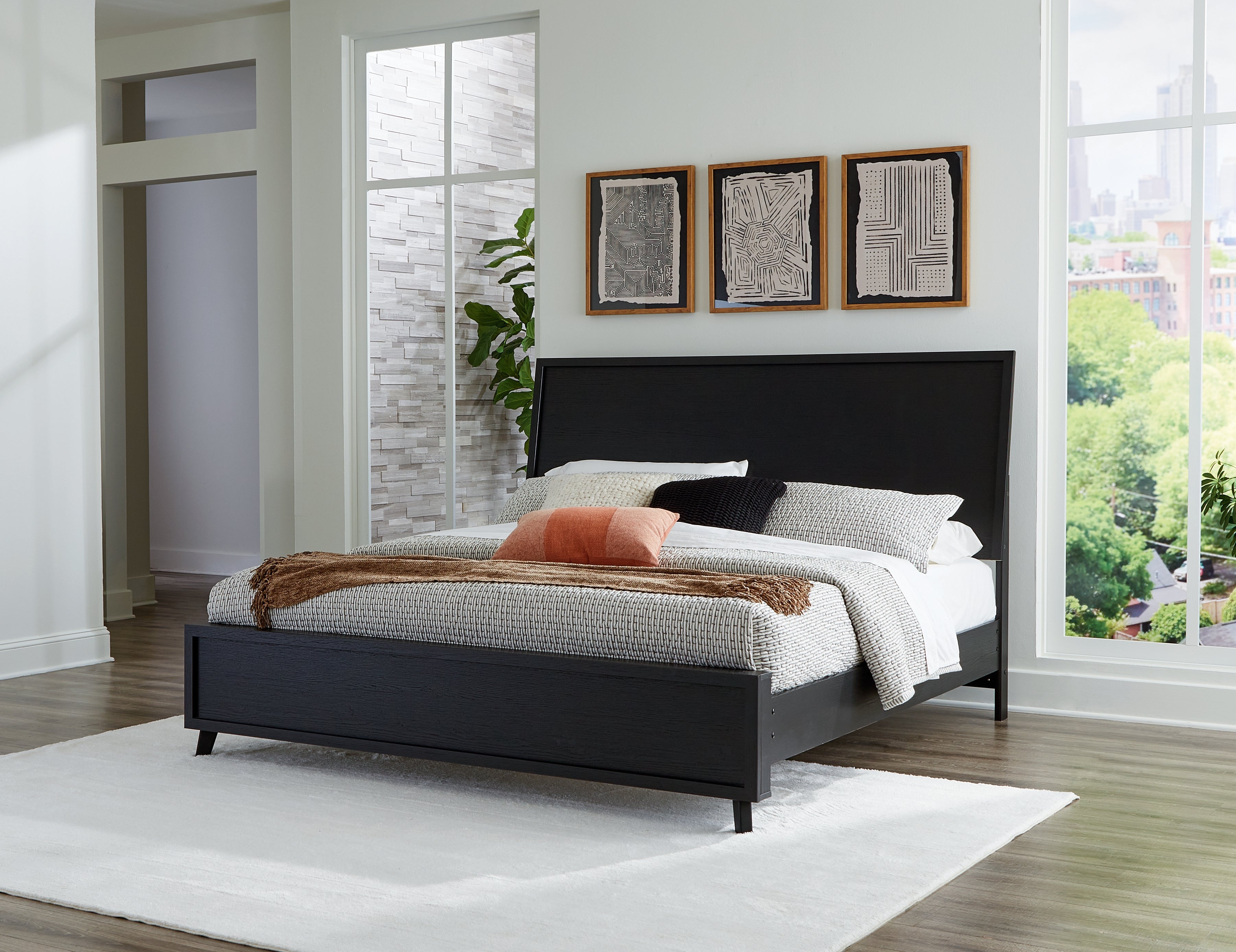 Floridian Furniture - Ashley Furniture - Danziar Bedroom - King Panel Bed / Black - B1013B7