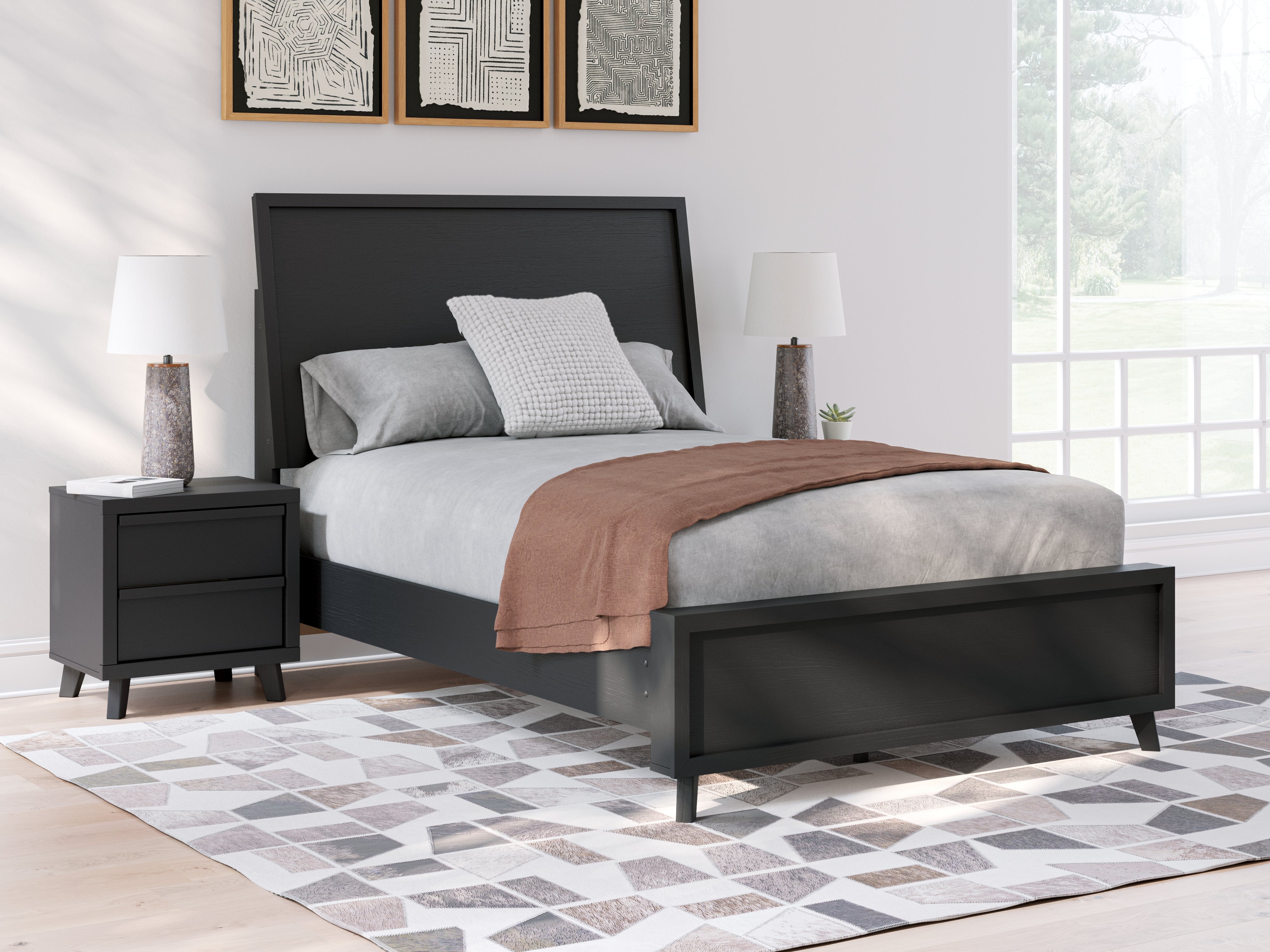 Floridian Furniture - Ashley Furniture - Danziar Bedroom - Full Panel Bed / Black - B1013B20