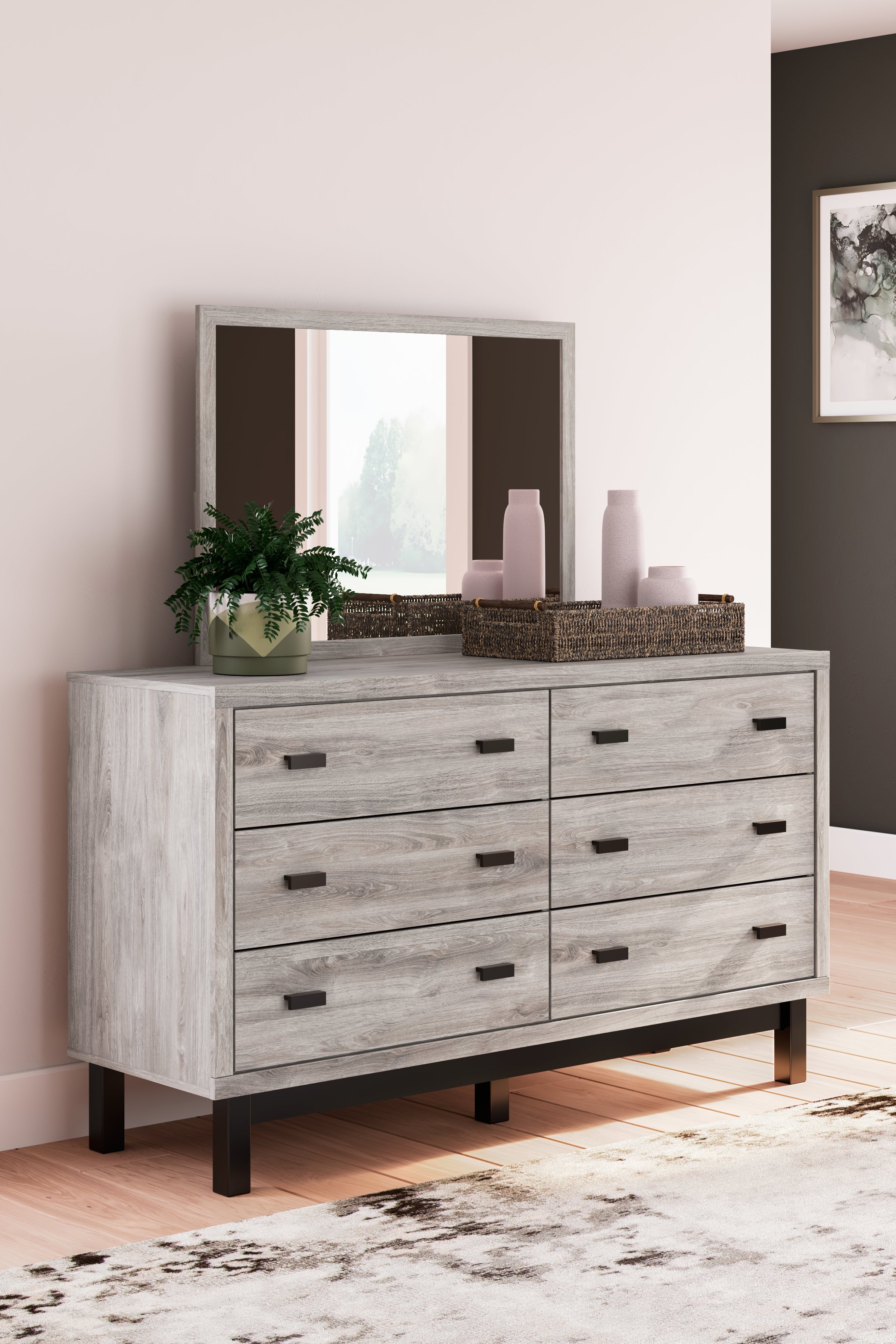Floridian Furniture - Ashley Furniture - Vessalli Bedroom - Dresser and Mirror / Gray - B1036B1