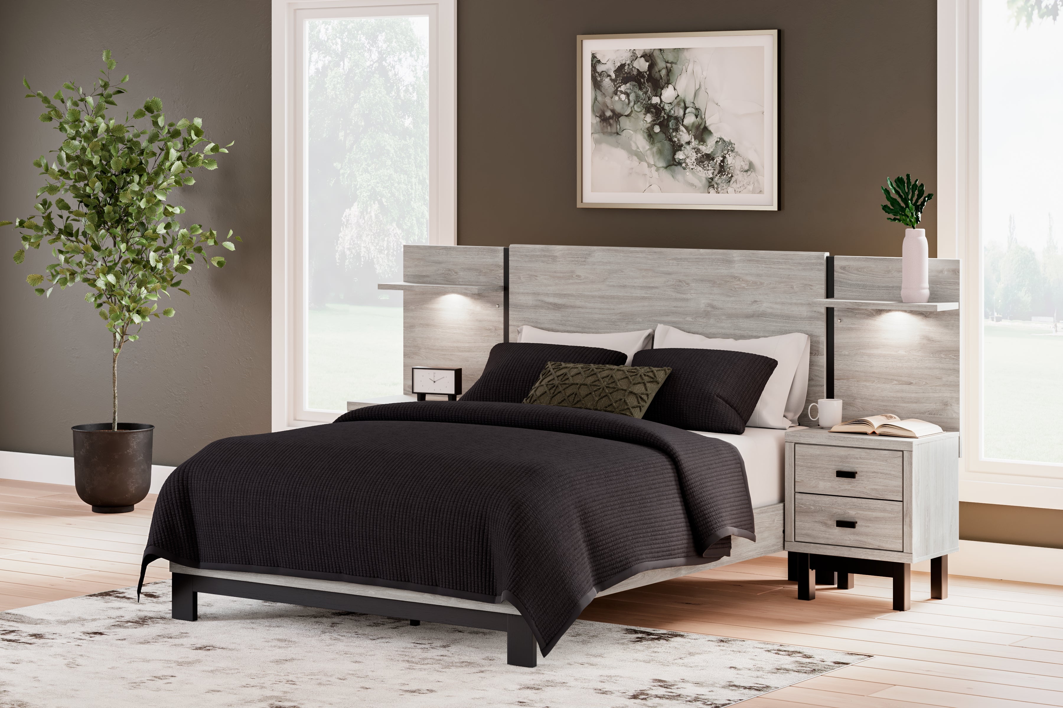 Floridian Furniture - Ashley Furniture - Vessalli Bedroom - Queen Panel Bed with Extensions / Gray - B1036B5