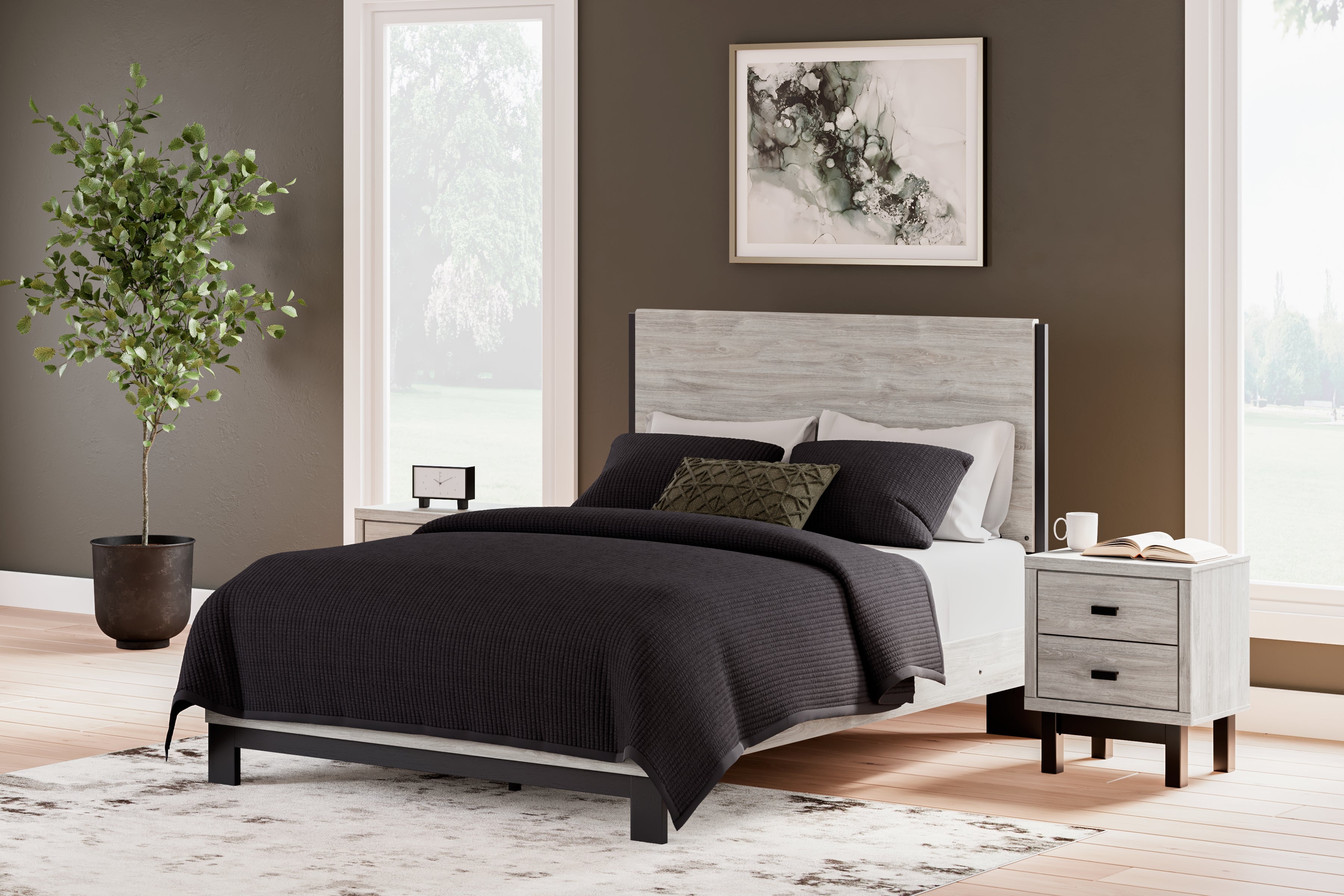 Floridian Furniture - Ashley Furniture - Vessalli Bedroom - Queen Panel Bed / Gray - B1036B2