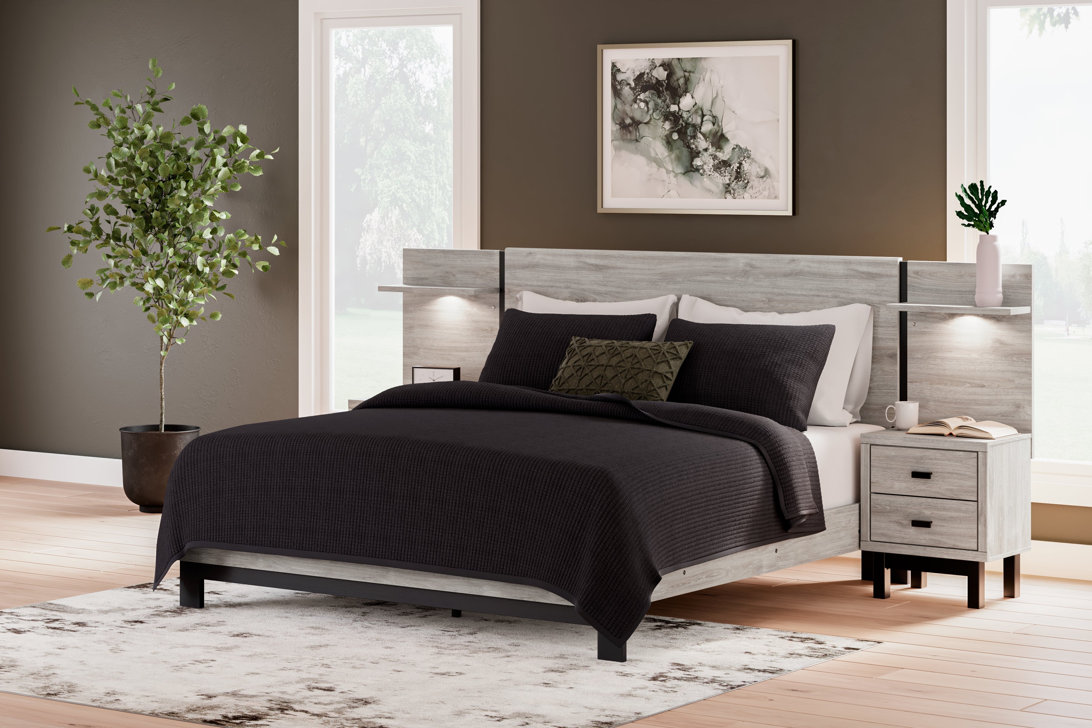 Floridian Furniture - Ashley Furniture - Vessalli Bedroom - King Panel Bed with Extensions / Gray - B1036B8