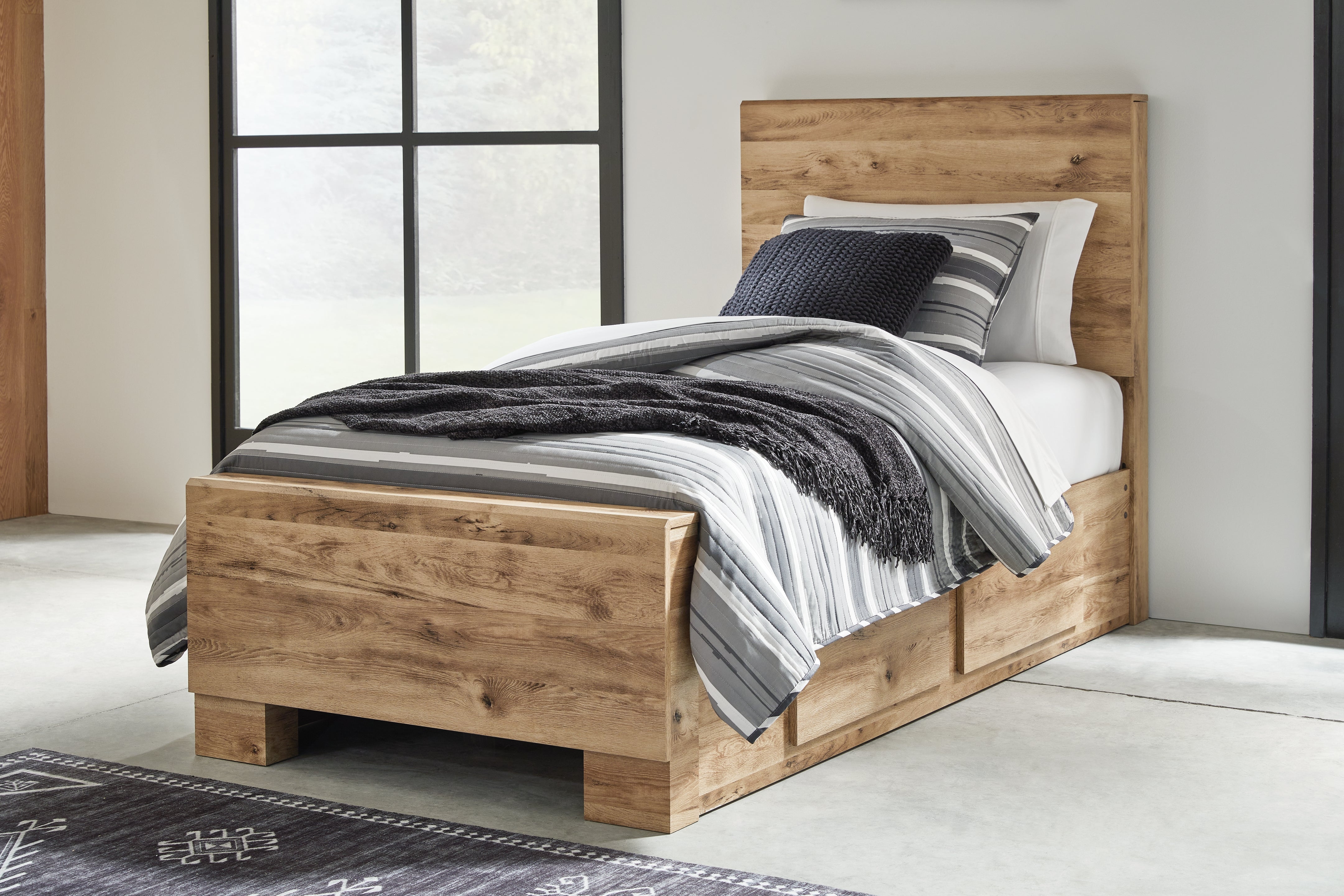 Floridian Furniture - Ashley Furniture - Hyanna Bedroom - Twin Panel Bed with 2 Side Storage / Tan Brown - B1050B28