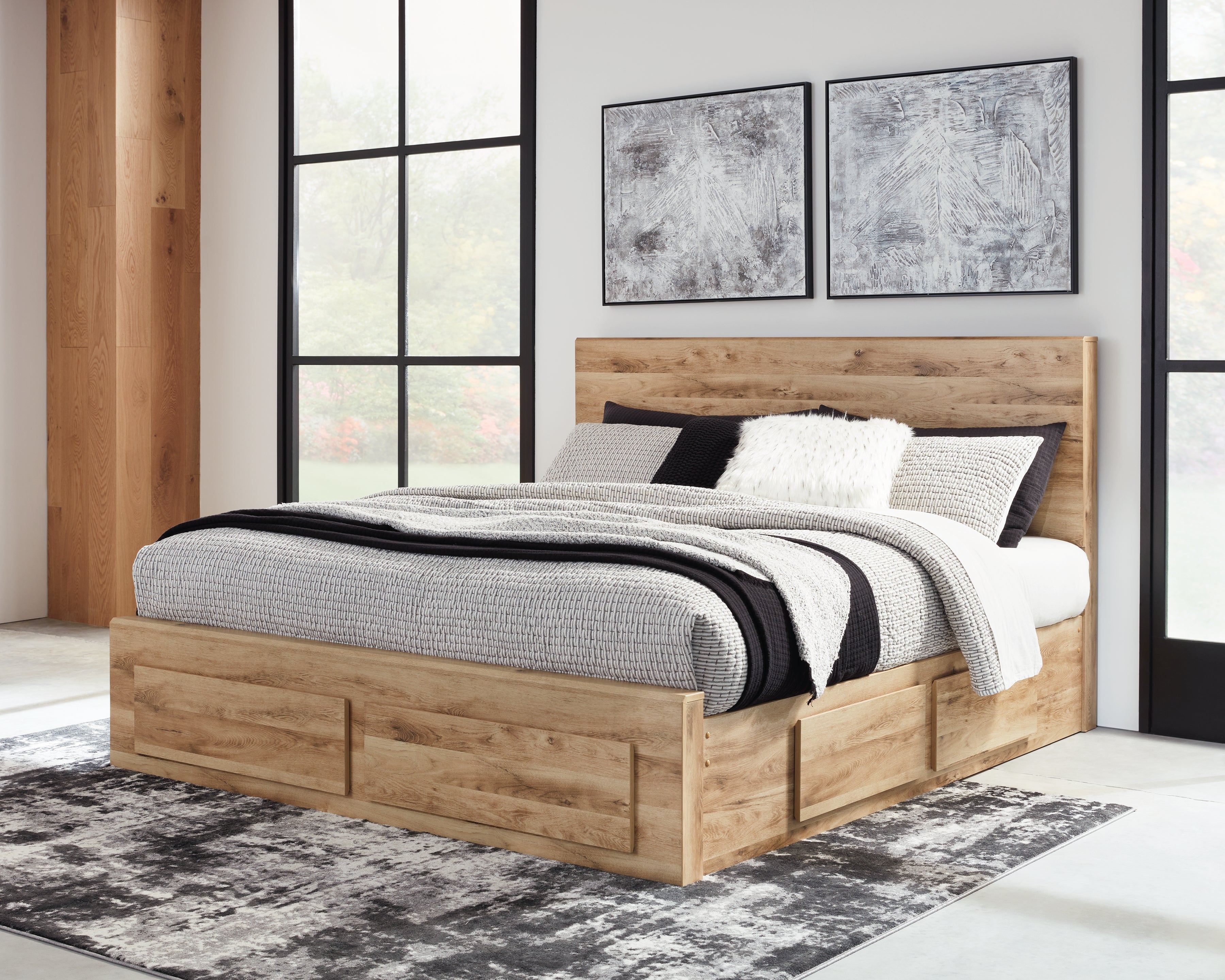 Floridian Furniture - Ashley Furniture - Hyanna Bedroom - King Panel Storage Bed with 2 Under Bed Storage Drawers / Tan Brown - B1050B13