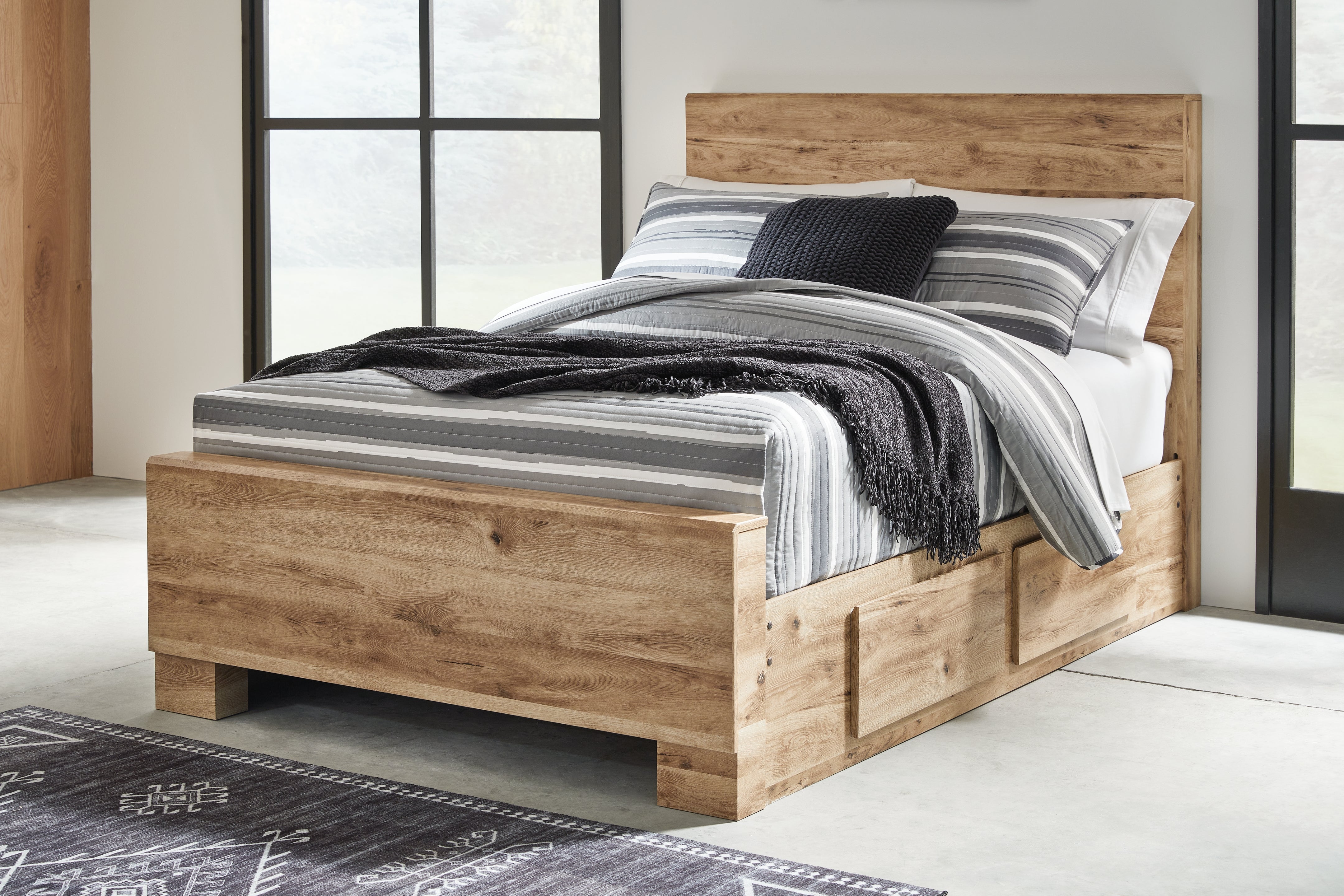 Floridian Furniture - Ashley Furniture - Hyanna Bedroom - Full Panel Bed with 1 Side Storage / Tan Brown - B1050B25