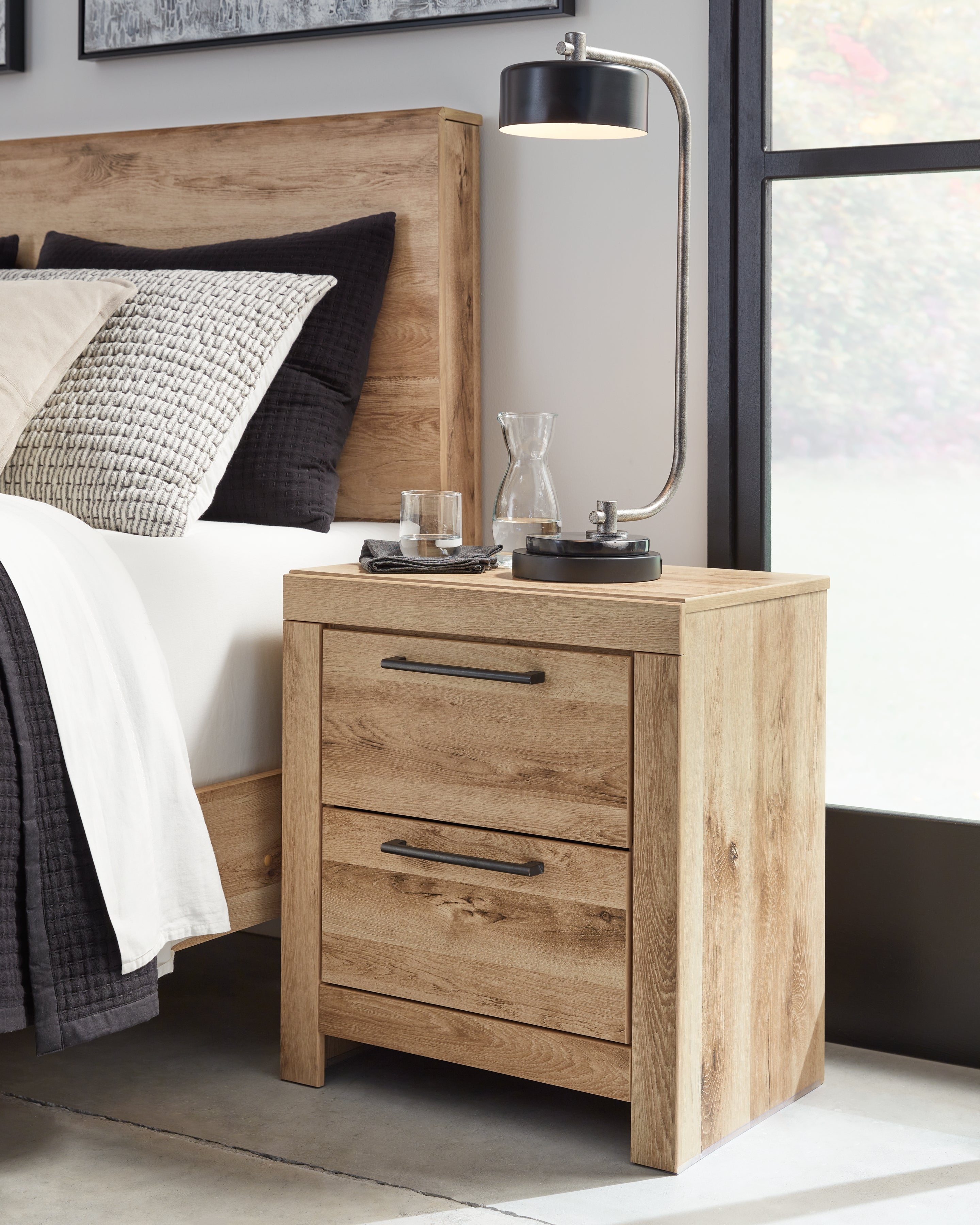 Floridian Furniture - Ashley Furniture - Hyanna Bedroom - Two Drawer Night Stand / Tan Brown - B1050-92