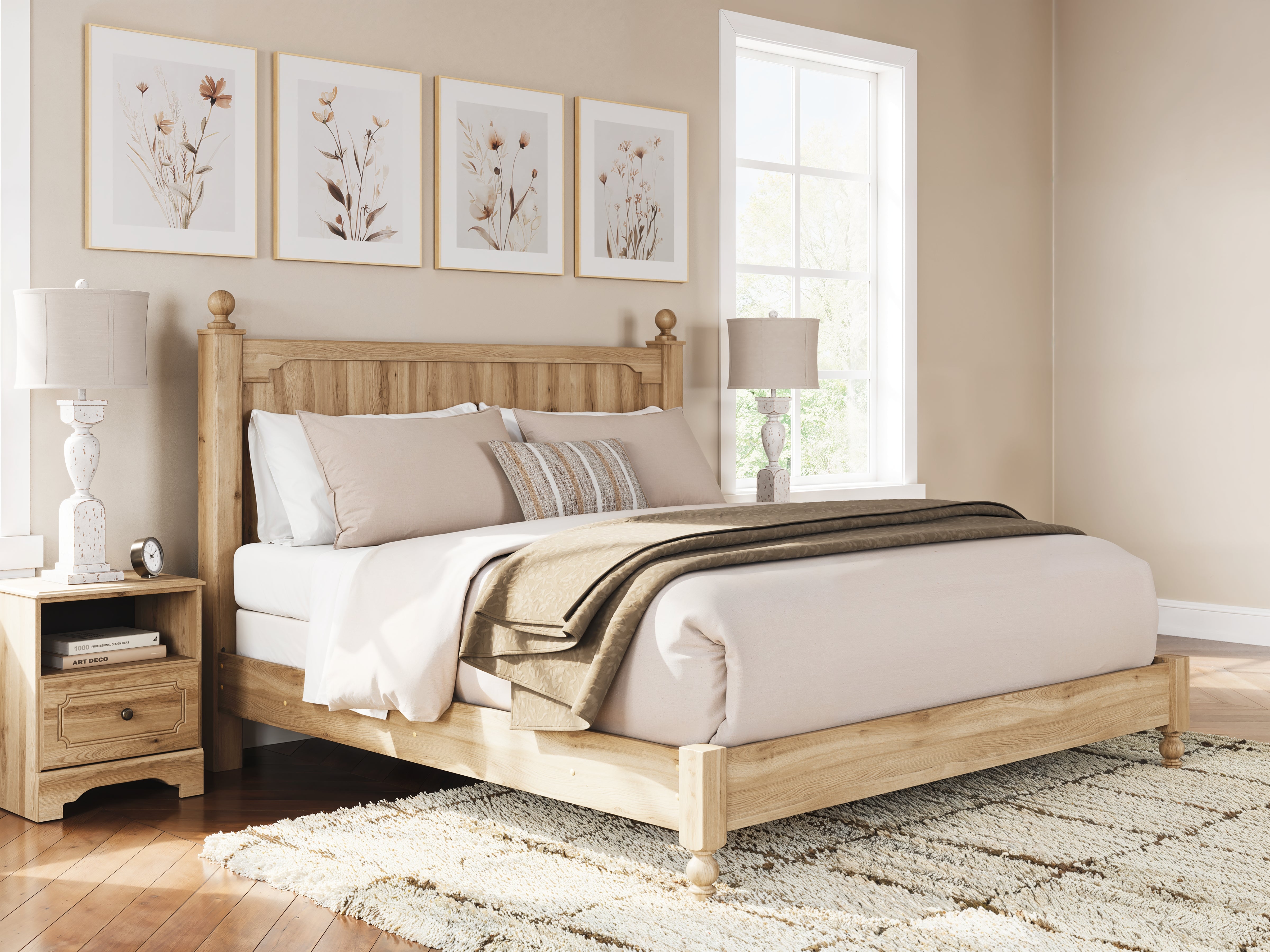 Floridian Furniture - Ashley Furniture - Aleaport Bedroom - King Panel Bed / Warm Brown - PCB1075B8