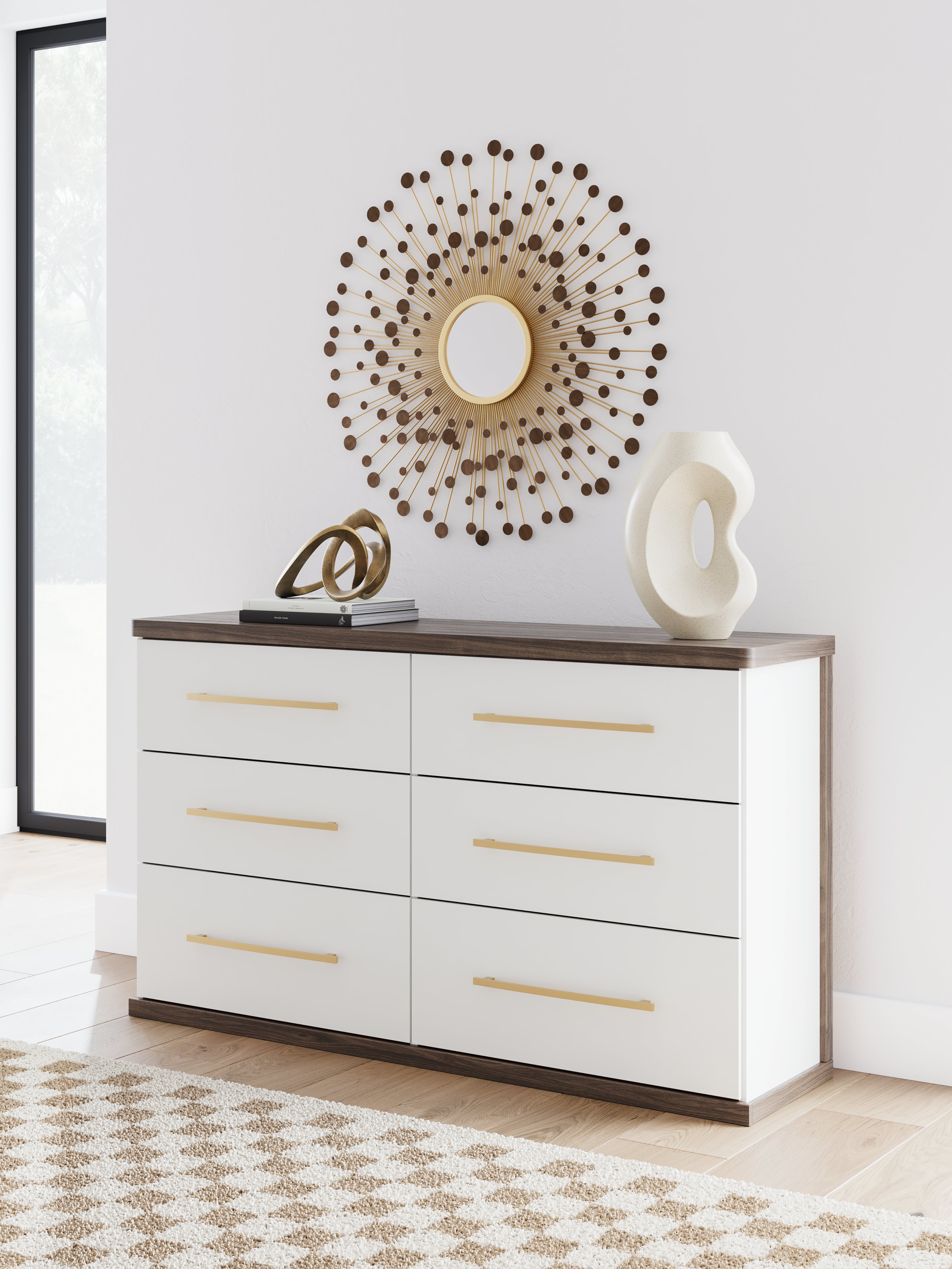 Floridian Furniture - Ashley Furniture - Kendanport Bedroom - Six Drawer Dresser / Brown/White - PCB1108-31