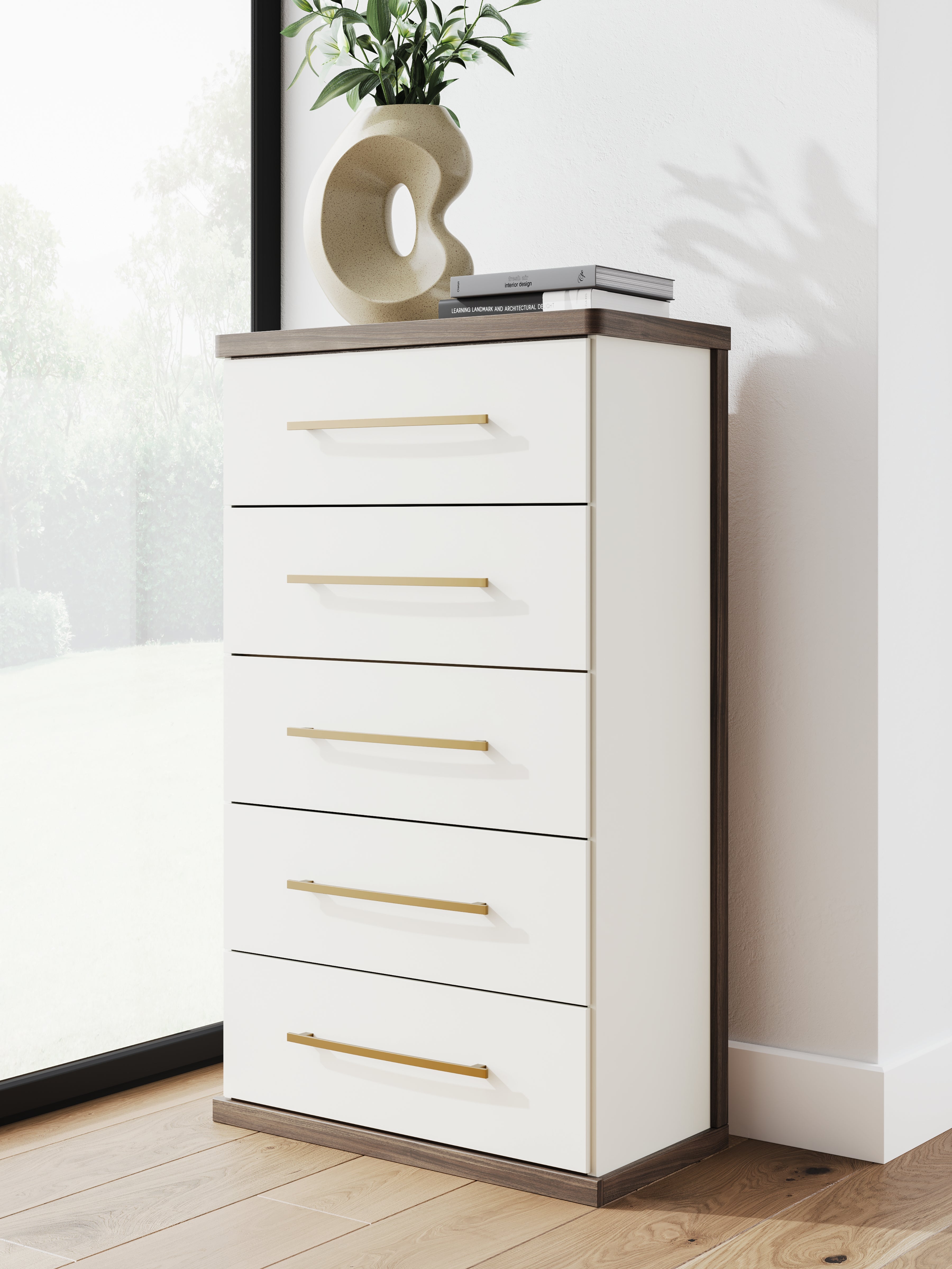 Floridian Furniture - Ashley Furniture - Kendanport Bedroom - Five Drawer Chest / Brown/White - PCB1108-46
