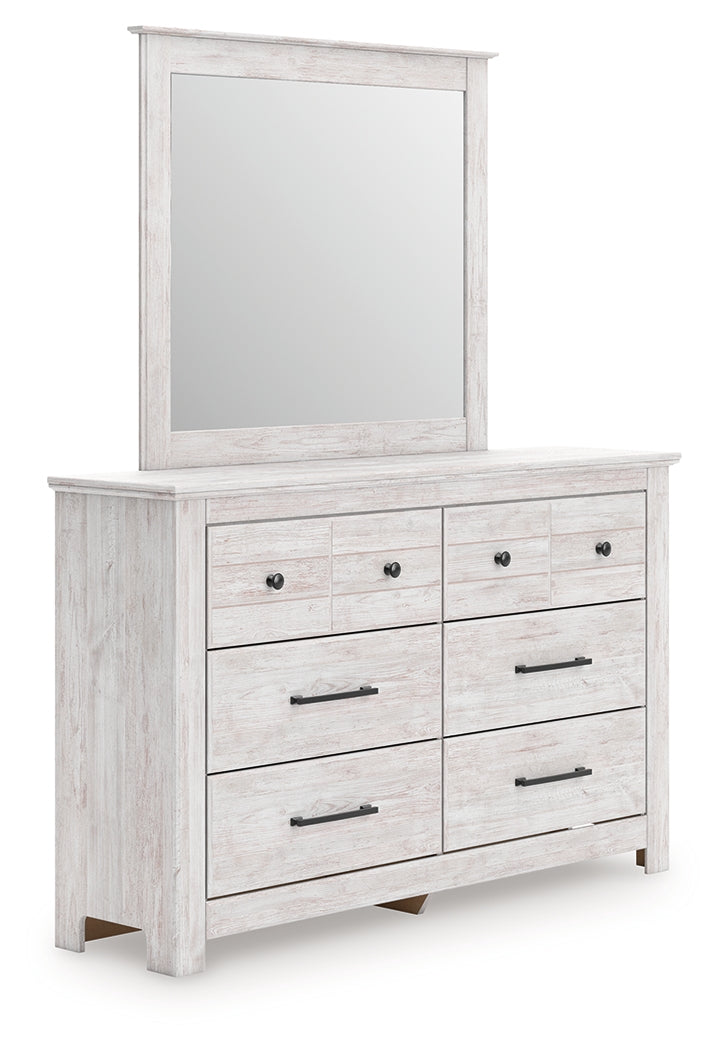 Floridian Furniture - Ashley Furniture - Makidern Bedroom - Dresser and Mirror / Whitewash - PCB1171B1