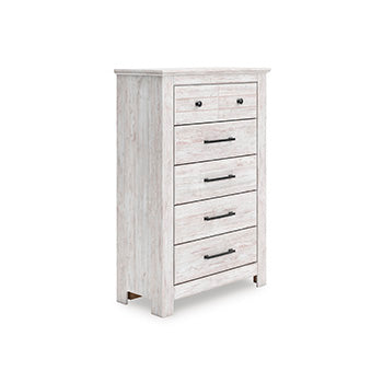 Floridian Furniture - Ashley Furniture - Makidern Bedroom - Five Drawer Chest / Whitewash - PCB1171-46