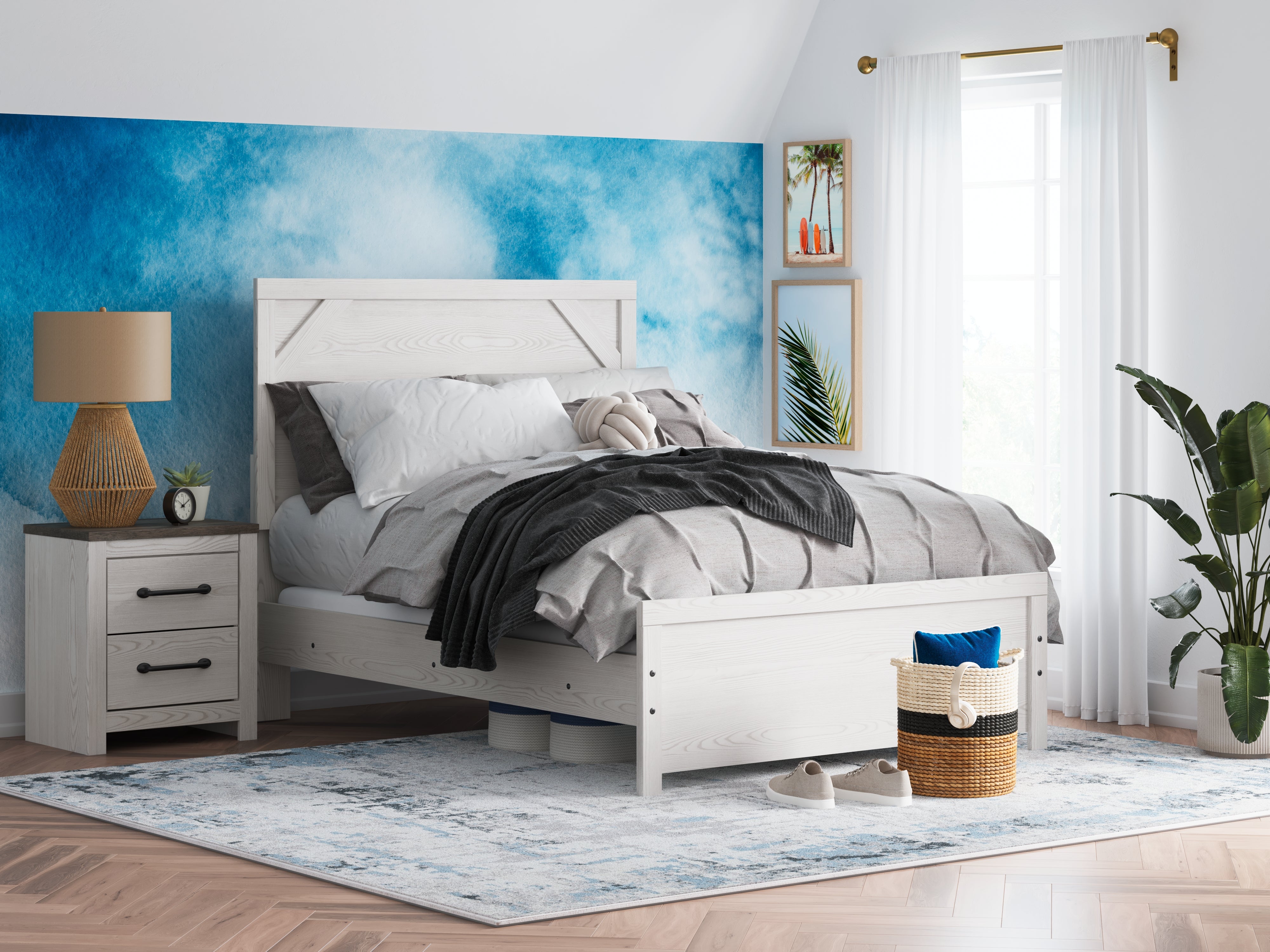 Floridian Furniture - Ashley Furniture - Gerridan Bedroom - Full Panel Bed / White/Gray - B1190B4