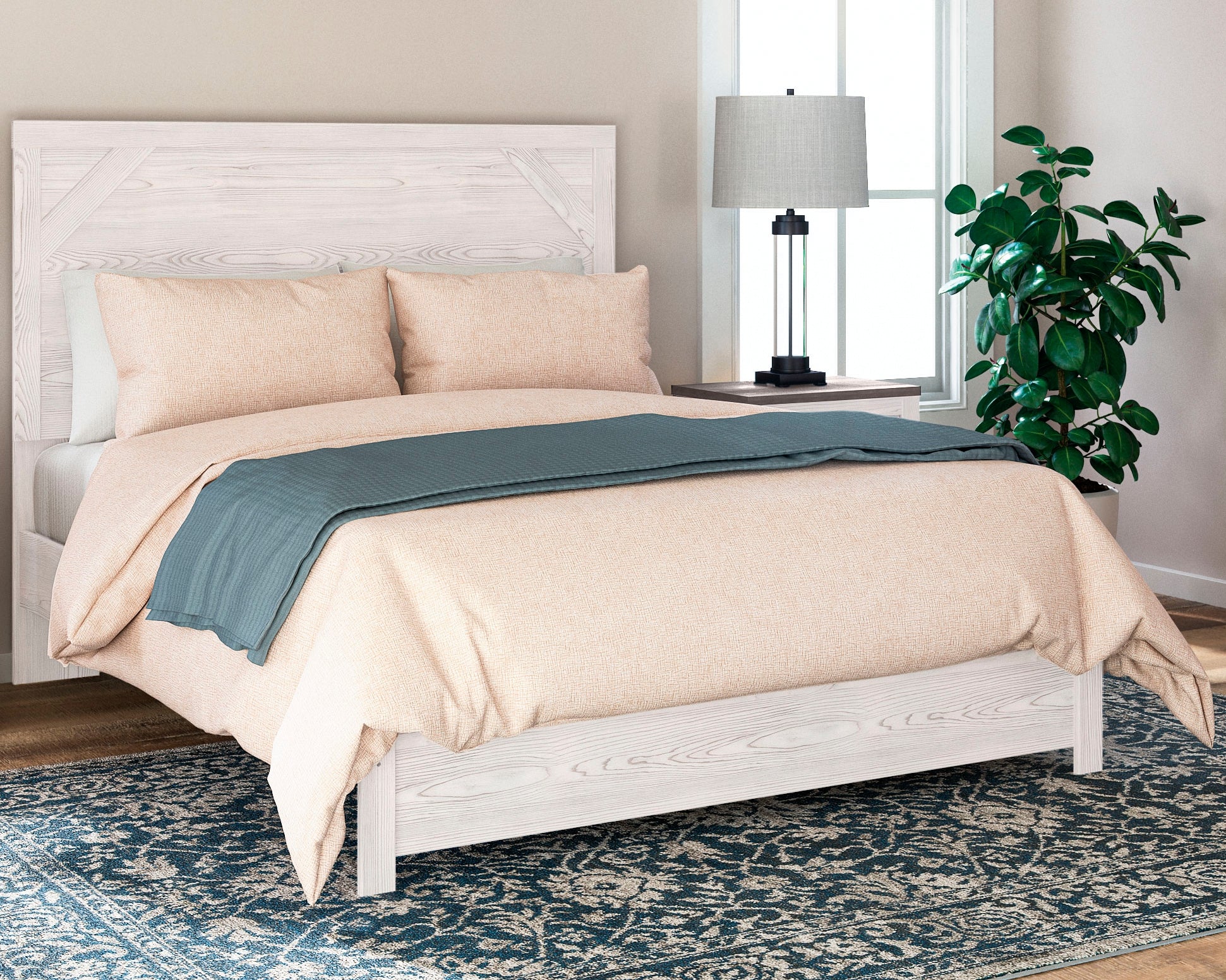 Floridian Furniture - Ashley Furniture - Gerridan Bedroom - Queen Panel Bed / White/Gray - B1190B2
