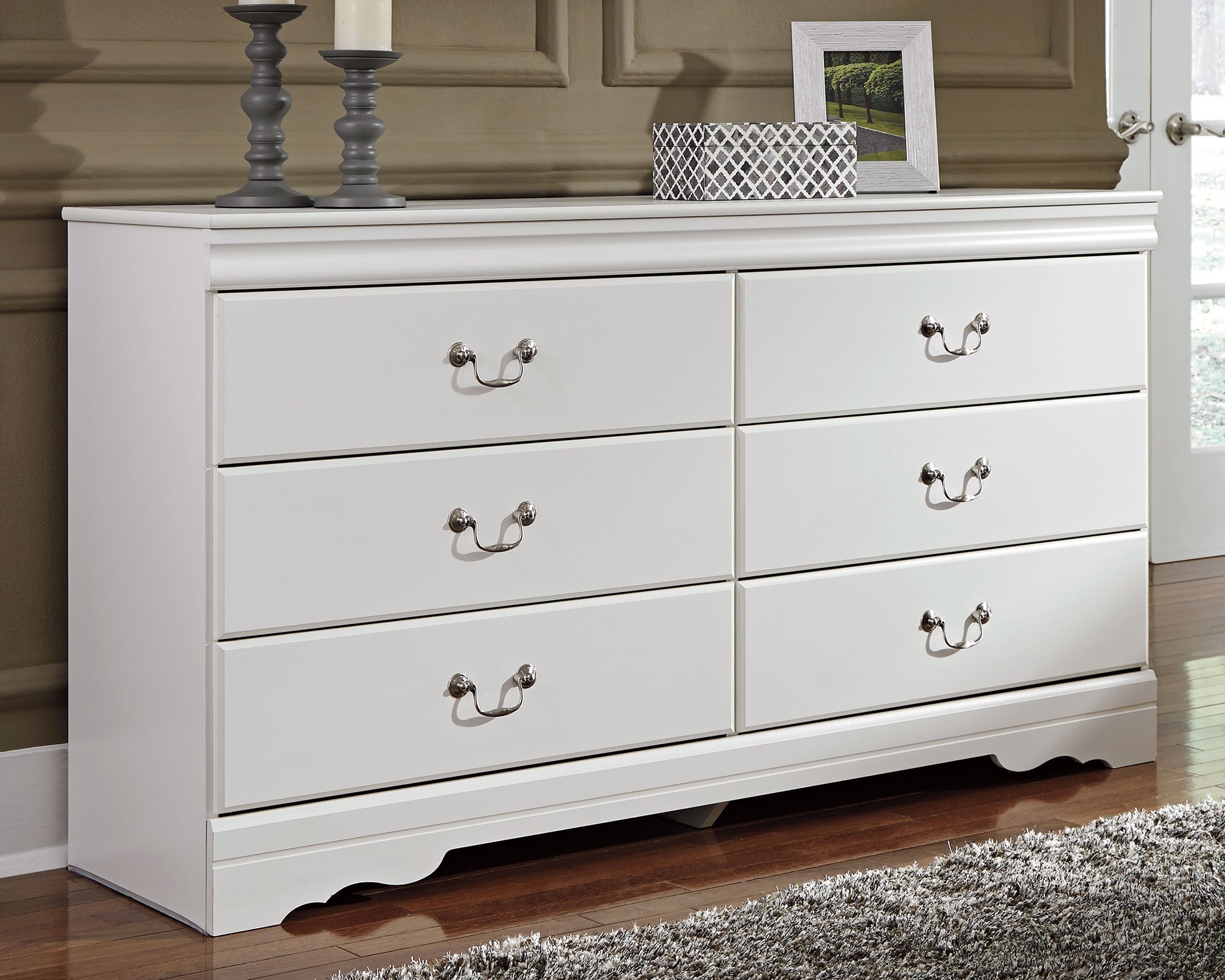 Floridian Furniture - Ashley Furniture - Anarasia Bedroom - Six Drawer Dresser / White - B129-31