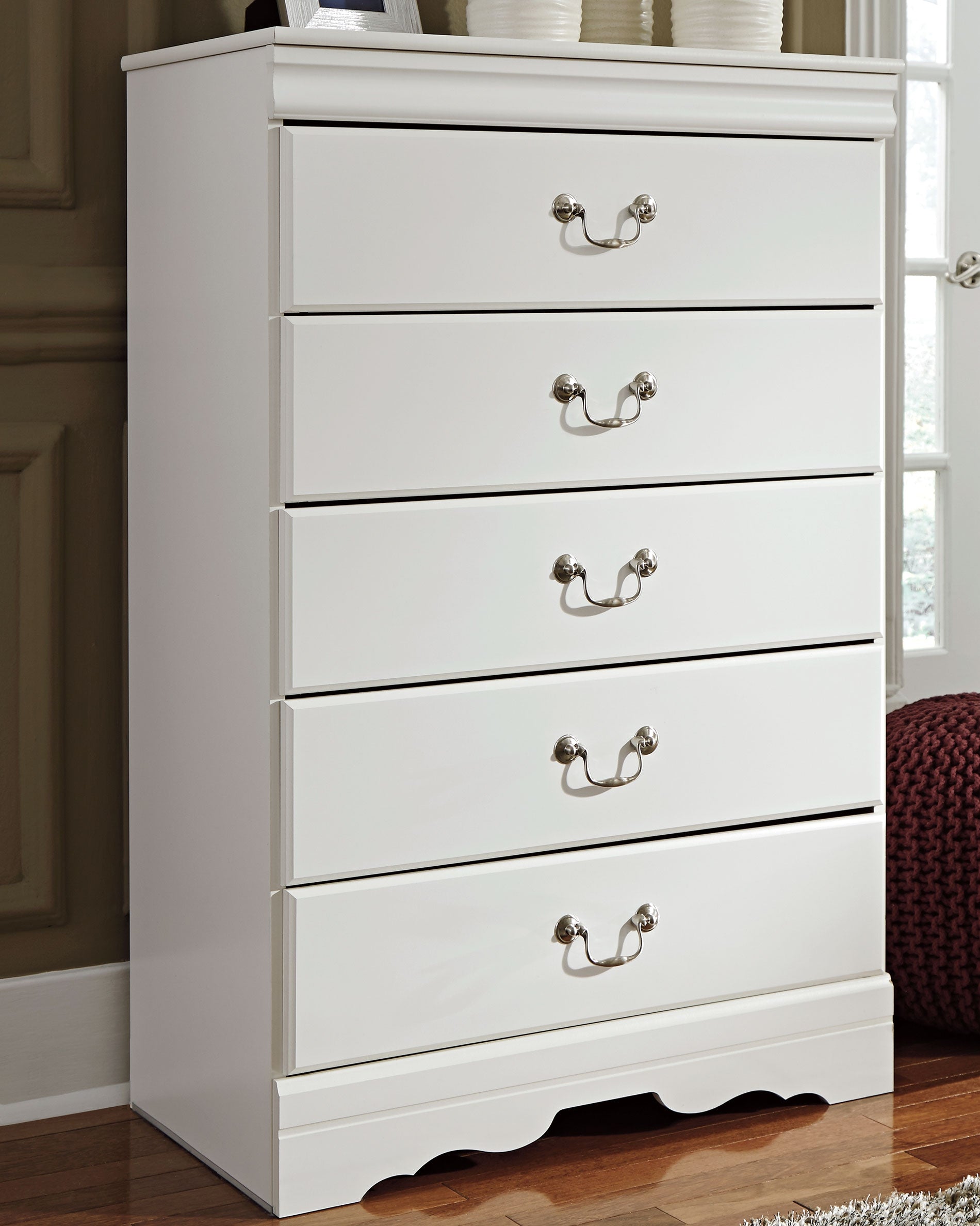 Floridian Furniture - Ashley Furniture - Anarasia Bedroom - Five Drawer Chest / White - B129-46
