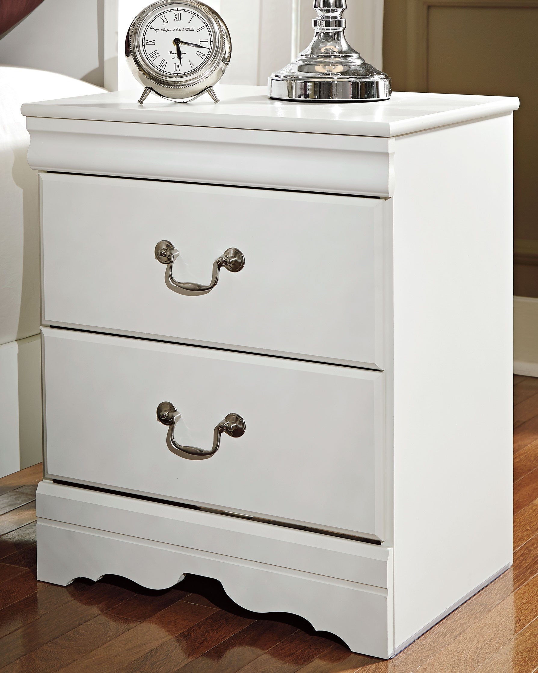 Floridian Furniture - Ashley Furniture - Anarasia Bedroom - Two Drawer Night Stand / White - B129-92