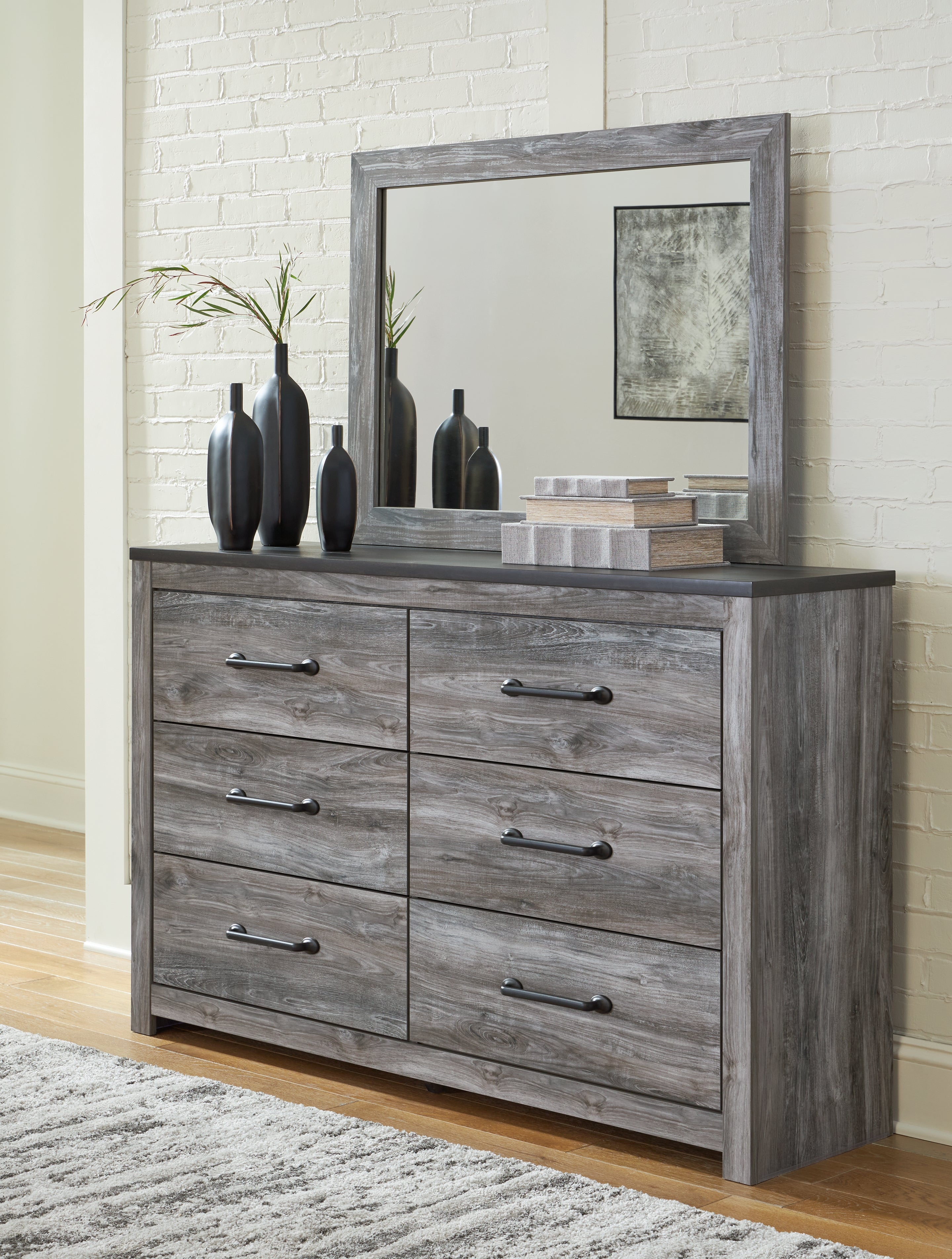 Floridian Furniture - Ashley Furniture - Bronyan Bedroom - Dresser and Mirror / Dark Gray - B1290B1