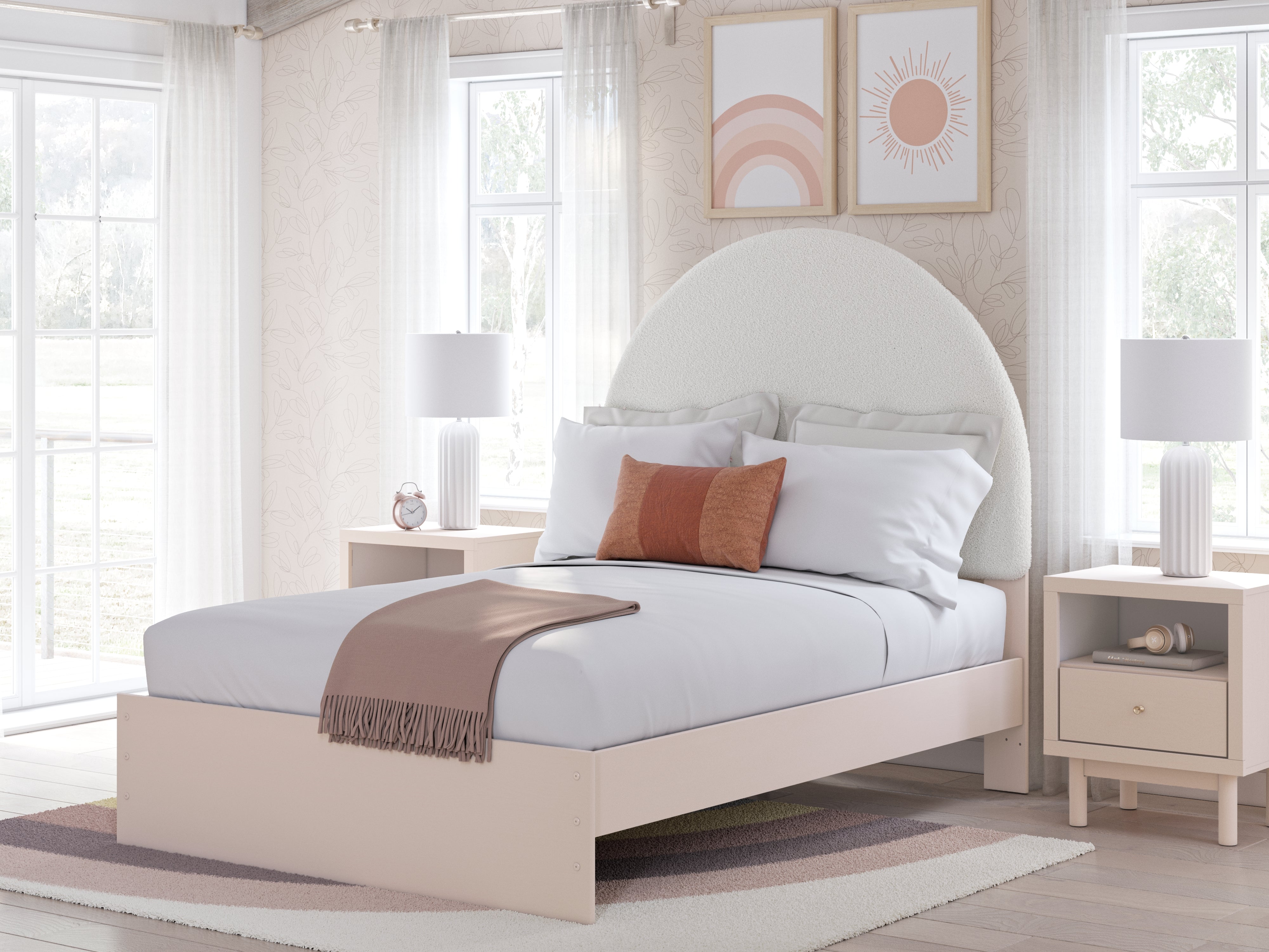 Floridian Furniture - Ashley Furniture - Wistenpine Bedroom - Full Upholstered Panel Bed / Blush - B1323B9