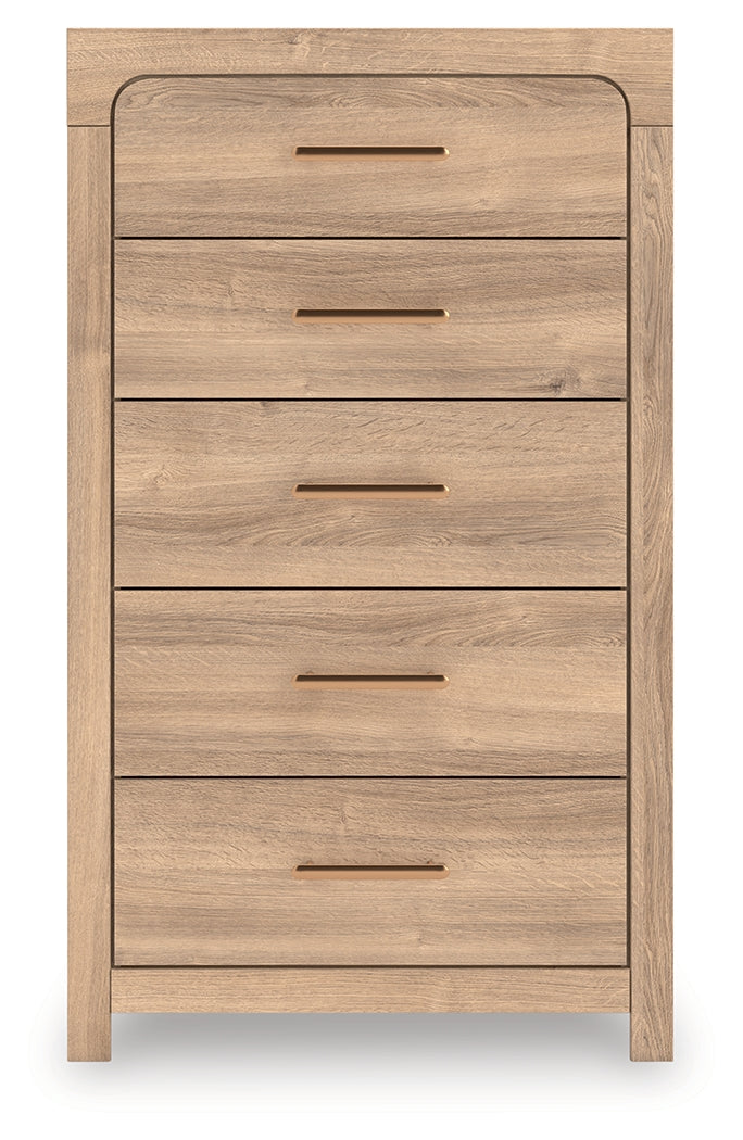 Floridian Furniture - Ashley Furniture - Kinlanni Bedroom - Five Drawer Chest / Tan - PCB1360-46