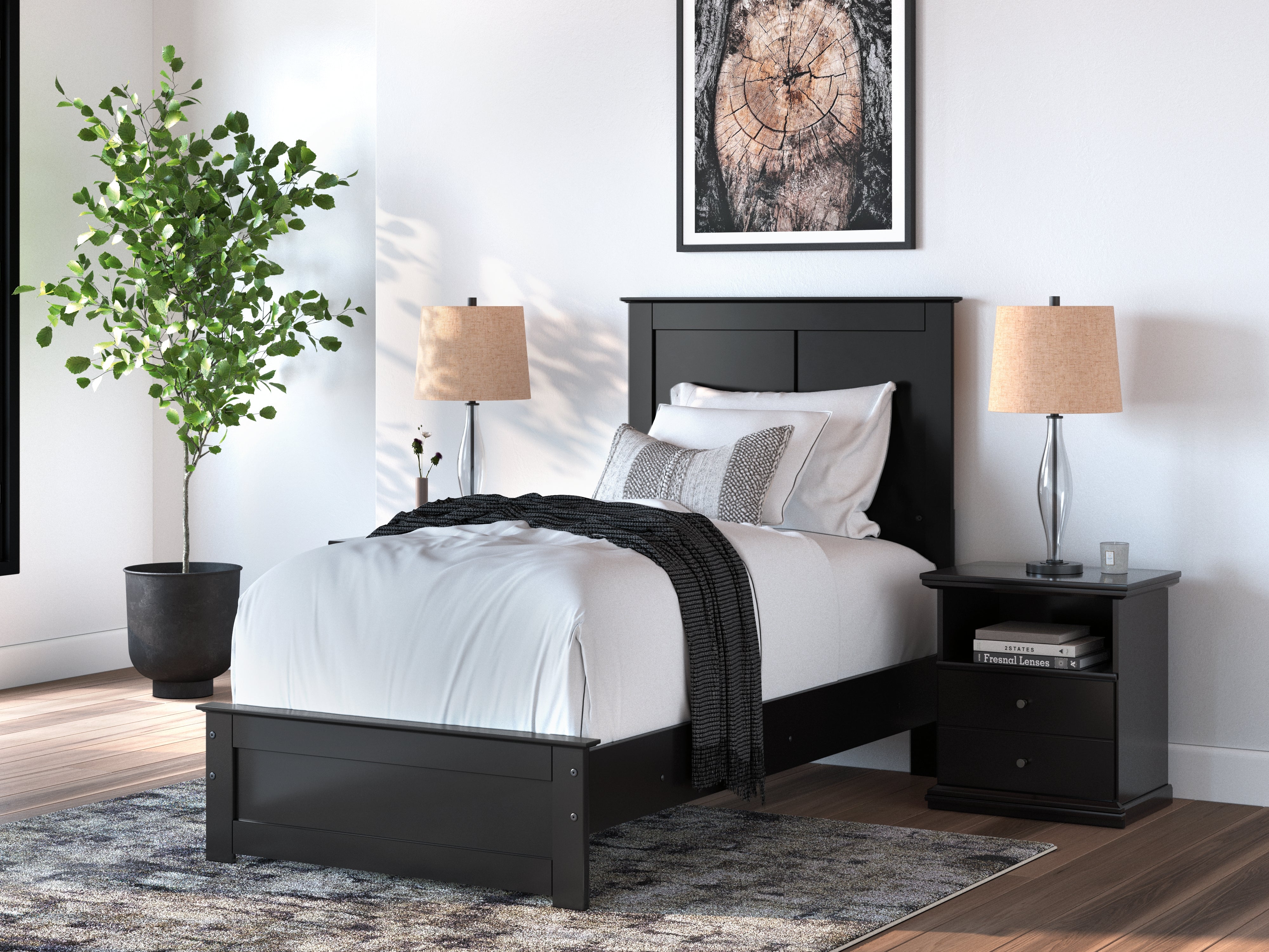 Floridian Furniture - Ashley Furniture - Maribel Bedroom - Twin Panel Bed / Black - B138B51