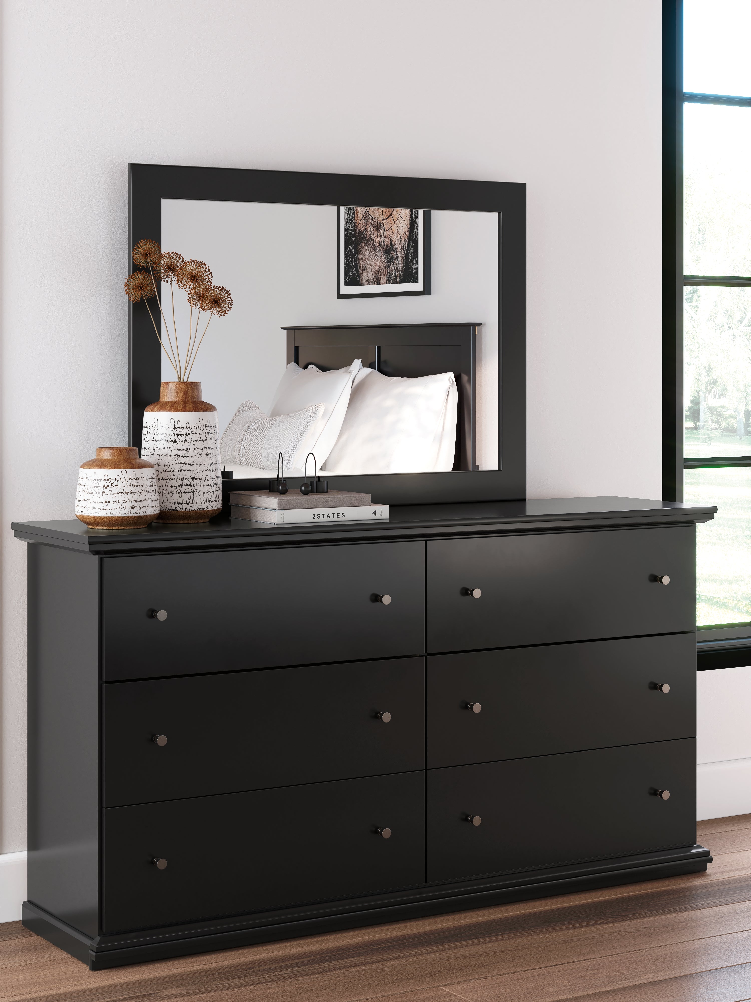 Floridian Furniture - Ashley Furniture - Maribel Bedroom - Dresser and Mirror / Black - B138B50
