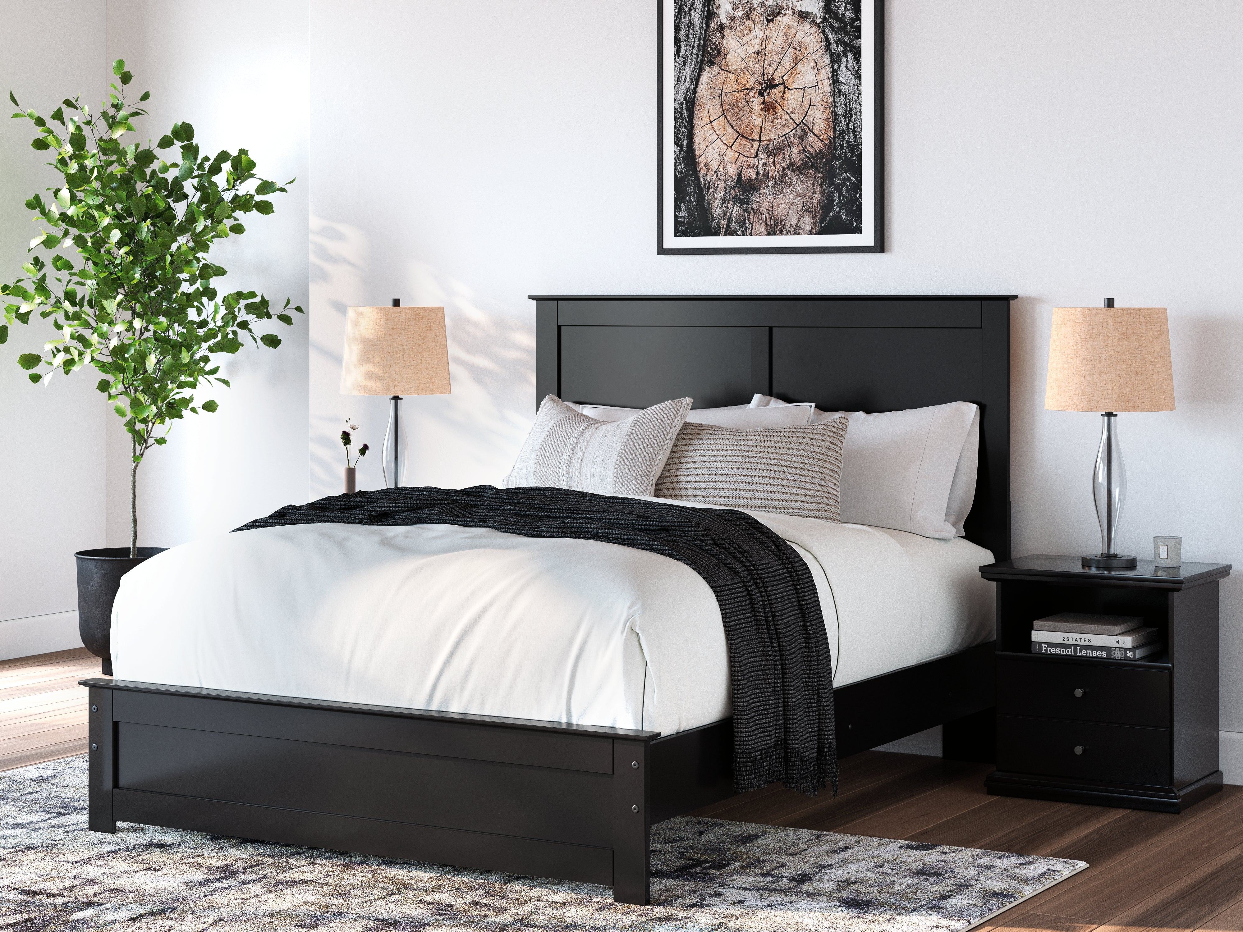 Floridian Furniture - Ashley Furniture - Maribel Bedroom - Queen Panel Bed / Black - B138B53
