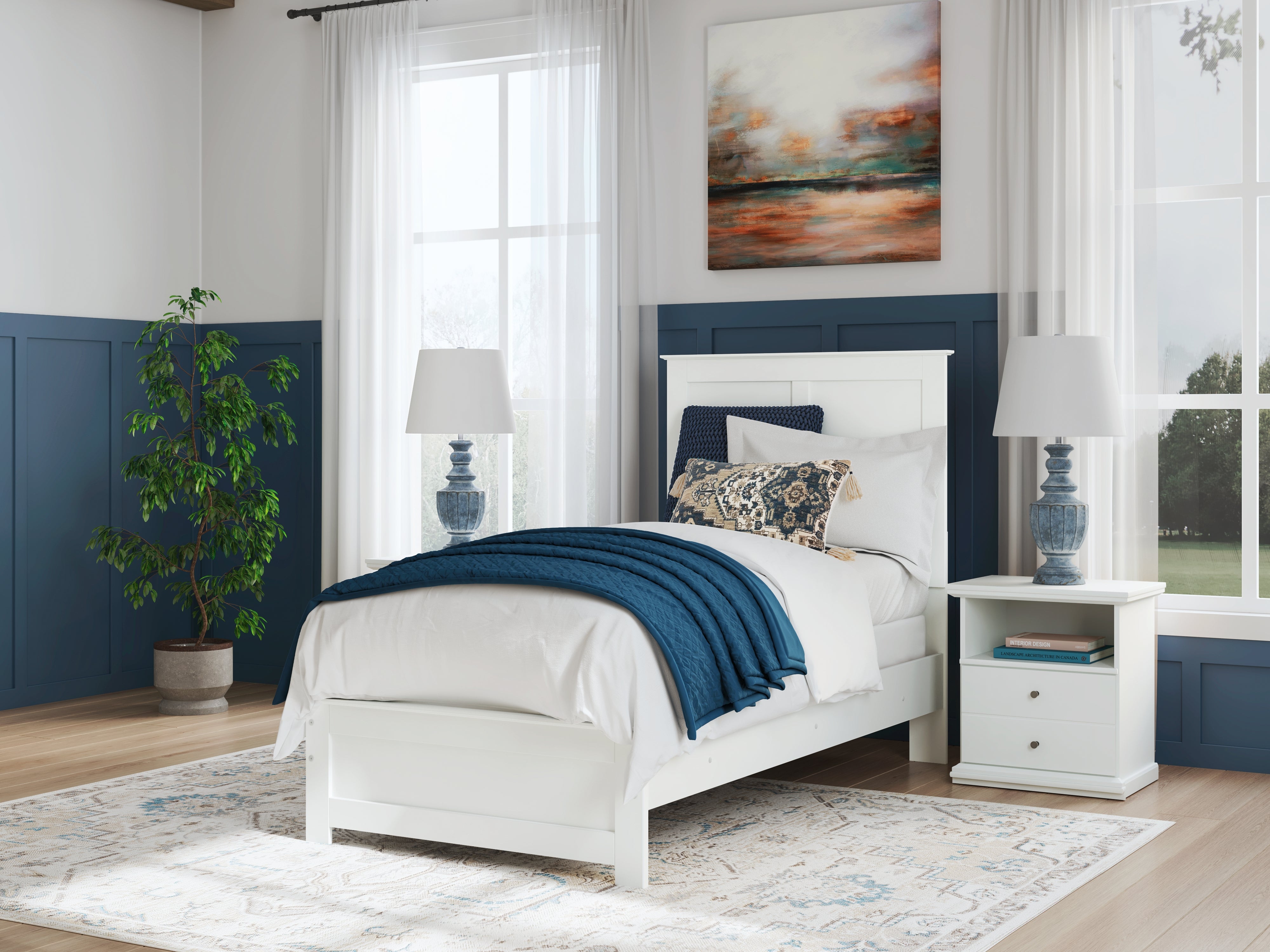 Floridian Furniture - Ashley Furniture - Bostwick Shoals Bedroom - Twin Panel Bed / White - B139B41