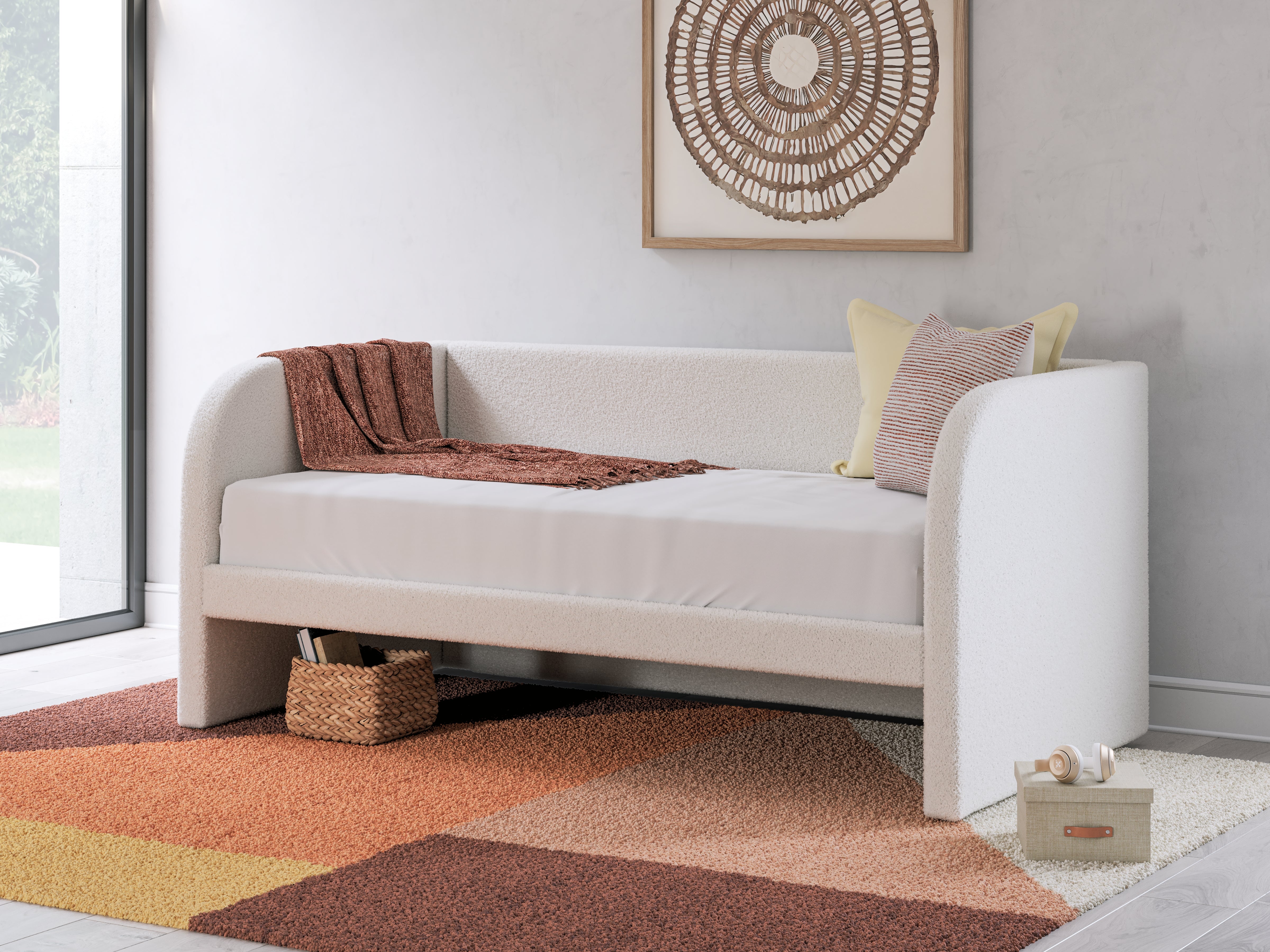 Floridian Furniture - Ashley Furniture - Arloster Bedroom - Twin Upholstered Day Bed / Tan/White - PCB1566B8