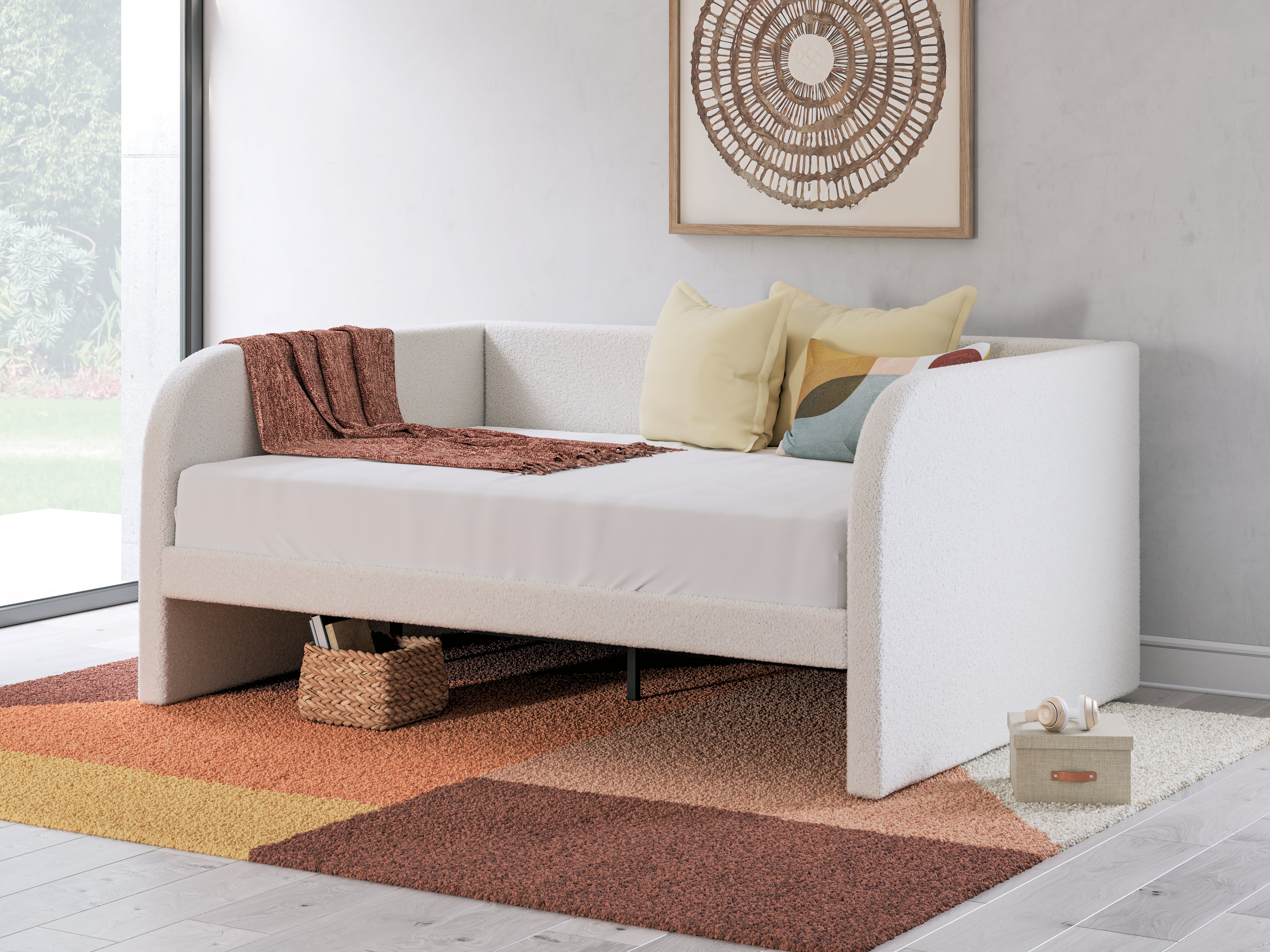 Floridian Furniture - Ashley Furniture - Arloster Bedroom - Full Upholstered Day Bed / Tan/White - PCB1566B10