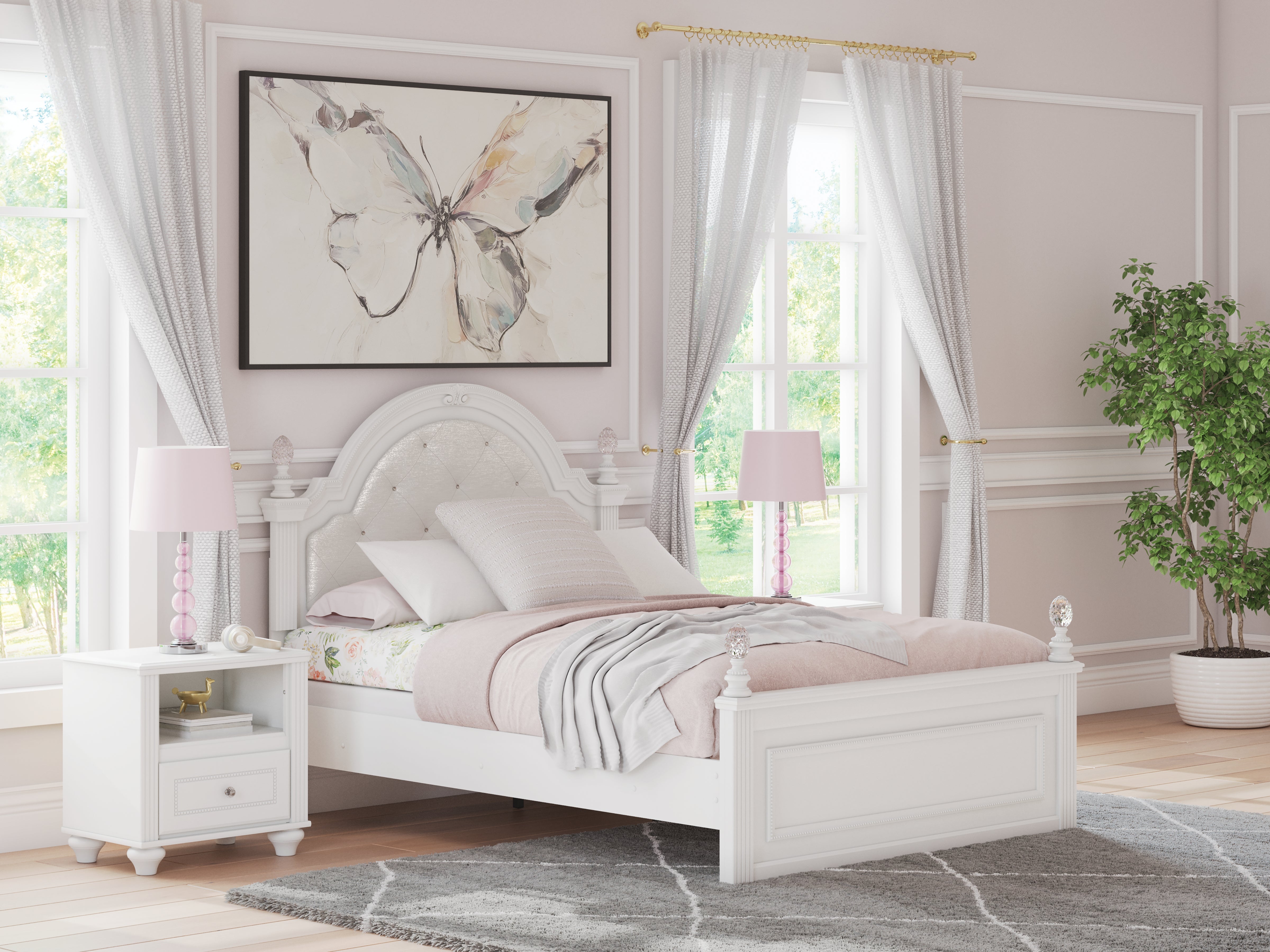 Floridian Furniture - Ashley Furniture - Kozlani Bedroom - Full Upholstered Panel Bed / White - PCB1819B6