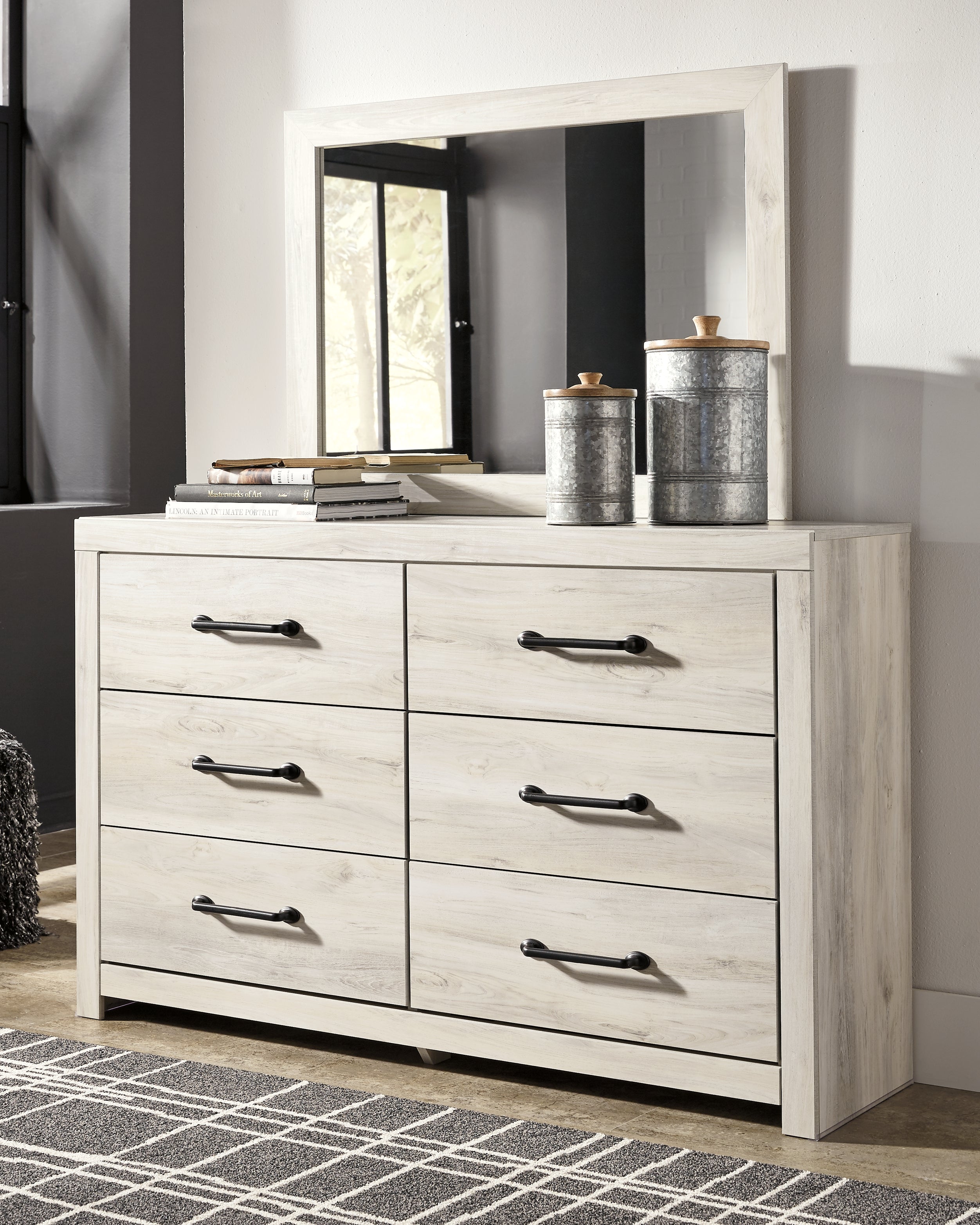 Floridian Furniture - Ashley Furniture - Cambeck Bedroom - Dresser and Mirror / Whitewash - B192B1
