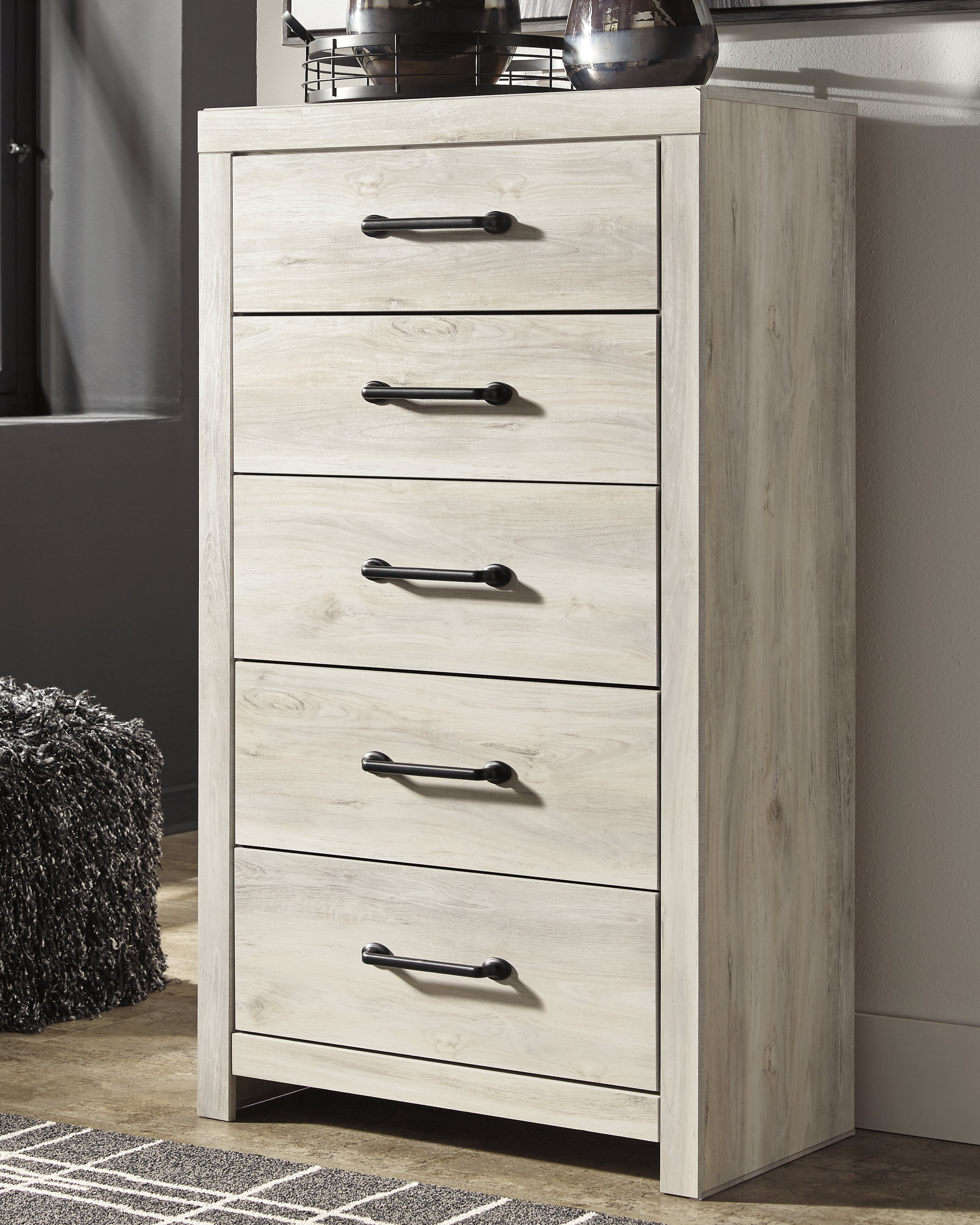 Floridian Furniture - Ashley Furniture - Cambeck Bedroom - Five Drawer Chest / Whitewash - B192-46