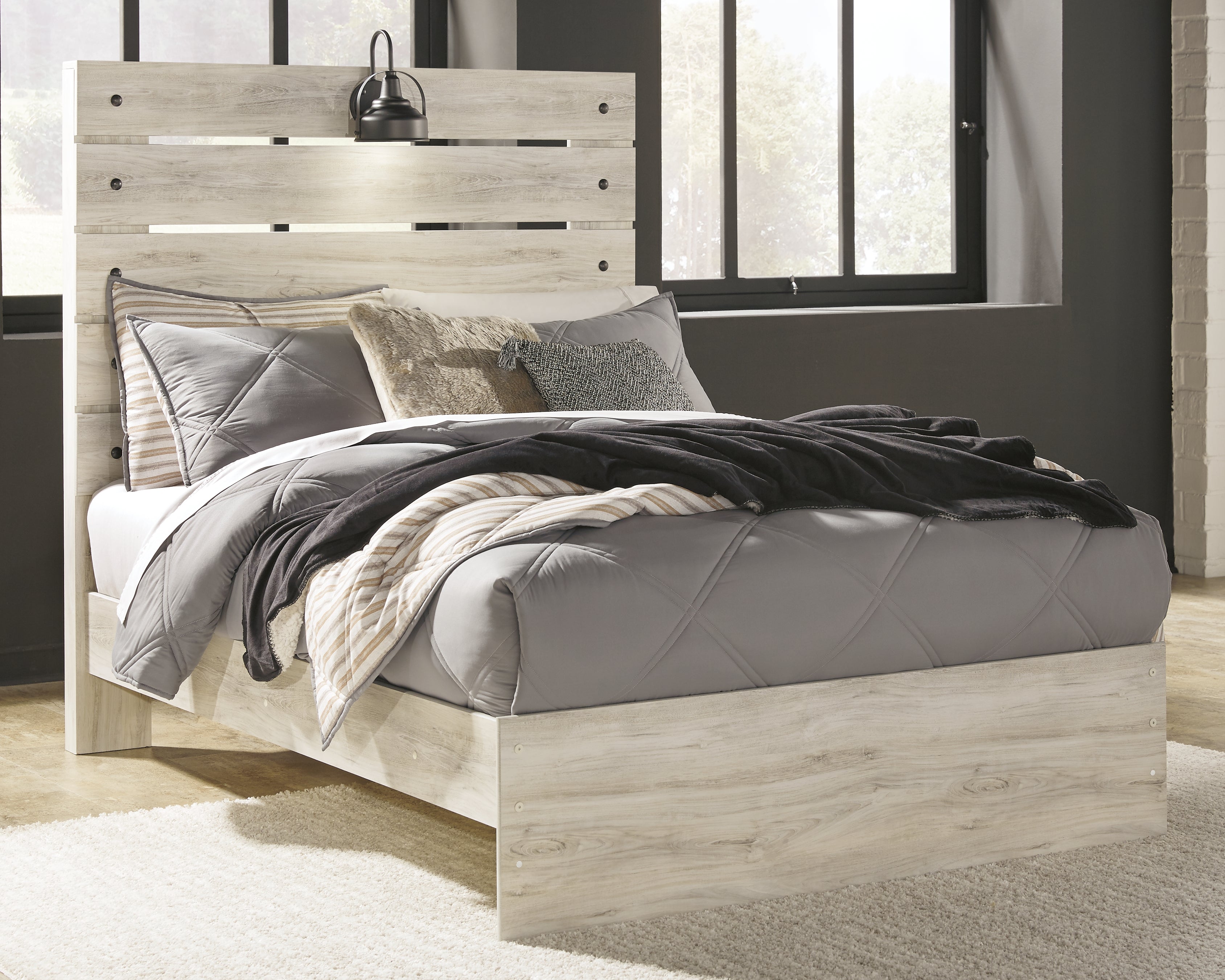 Floridian Furniture - Ashley Furniture - Cambeck Bedroom - Full Panel Bed / Whitewash - B192B3