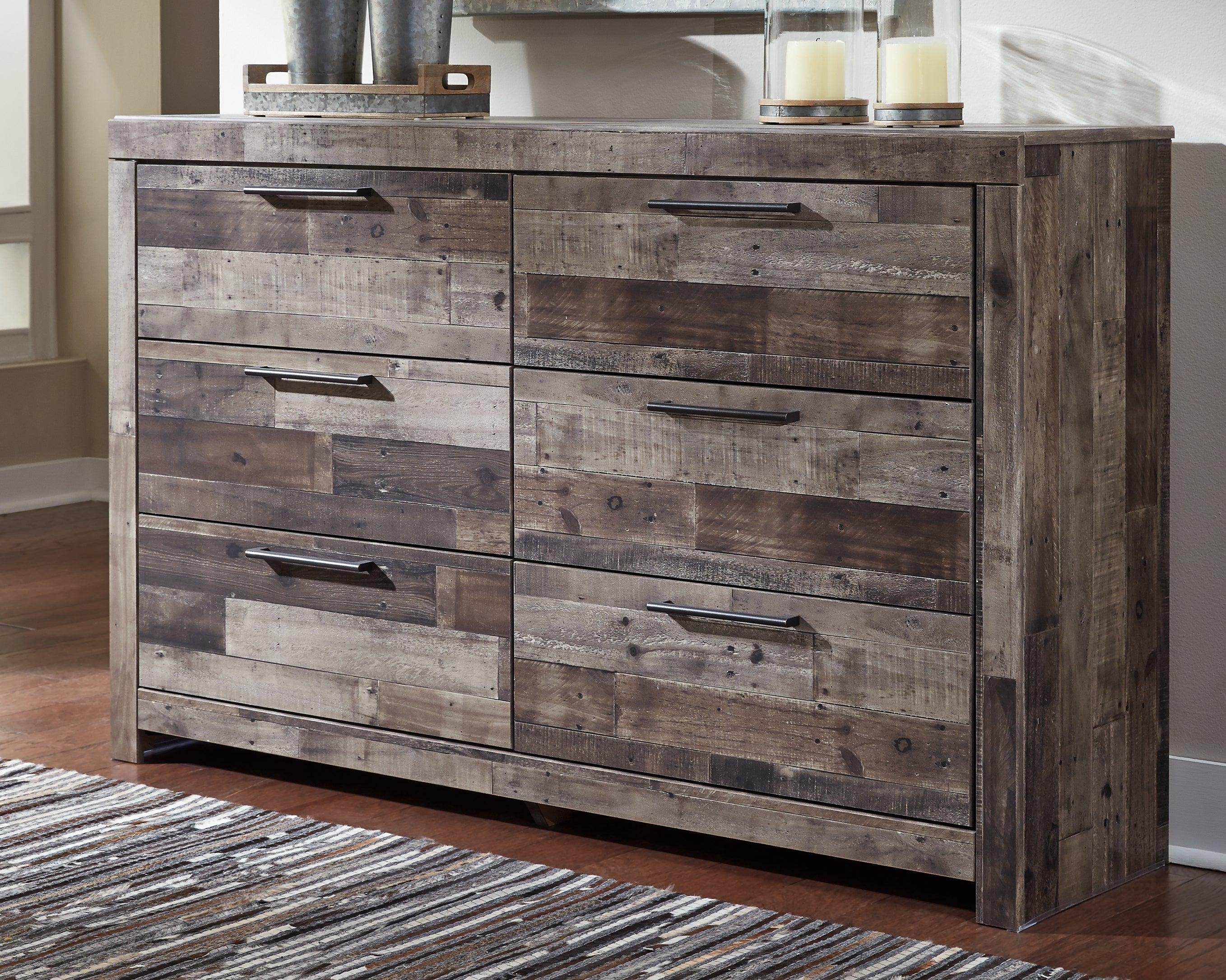 Floridian Furniture - Ashley Furniture - Derekson Bedroom - Six Drawer Dresser / Multi Gray - B200-31
