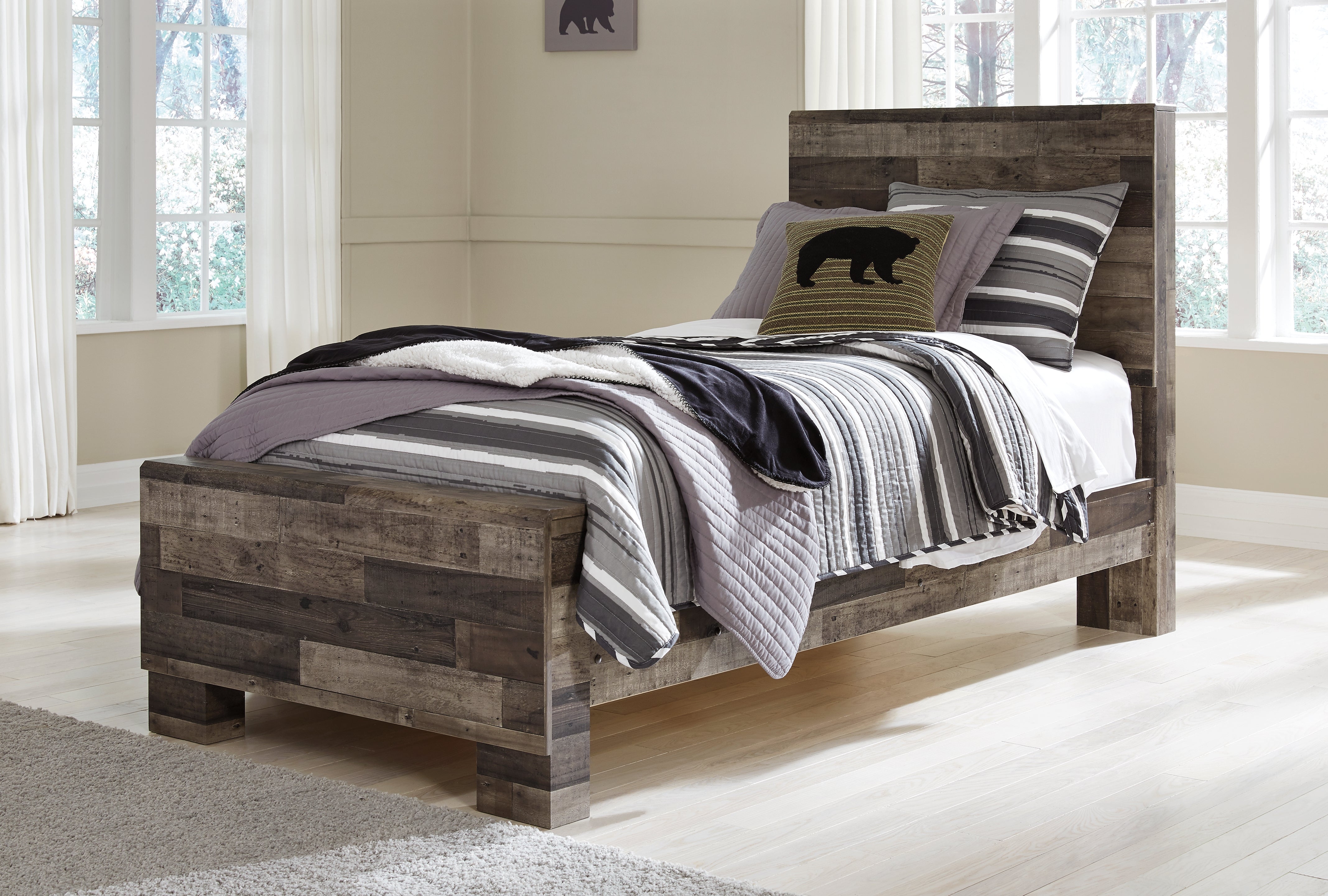Floridian Furniture - Ashley Furniture - Derekson Bedroom - Twin Panel Bed / Multi Gray - B200B2