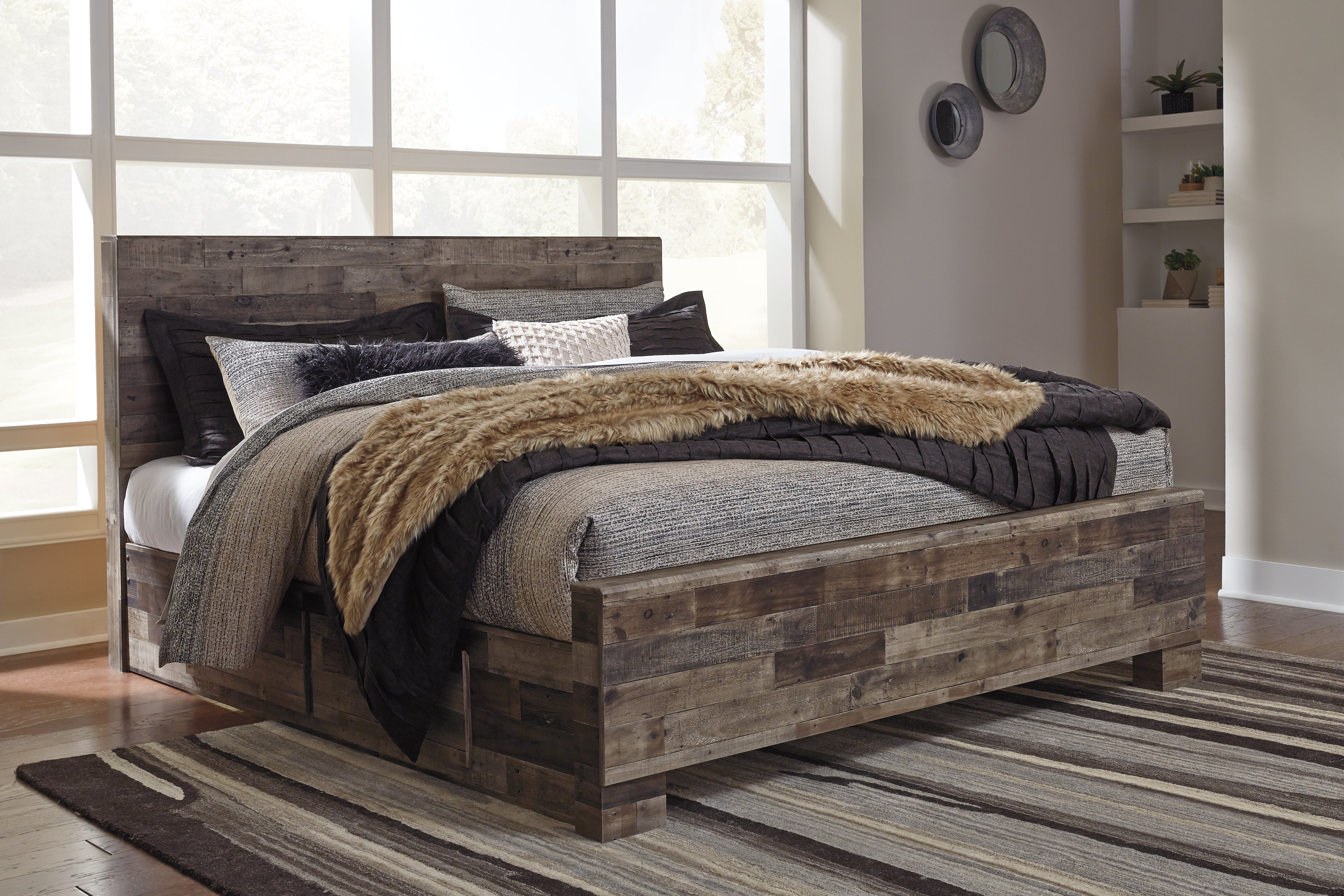 Floridian Furniture - Ashley Furniture - Derekson Bedroom - Queen Panel Bed with 2 Side Storage / Multi Gray - B200B43