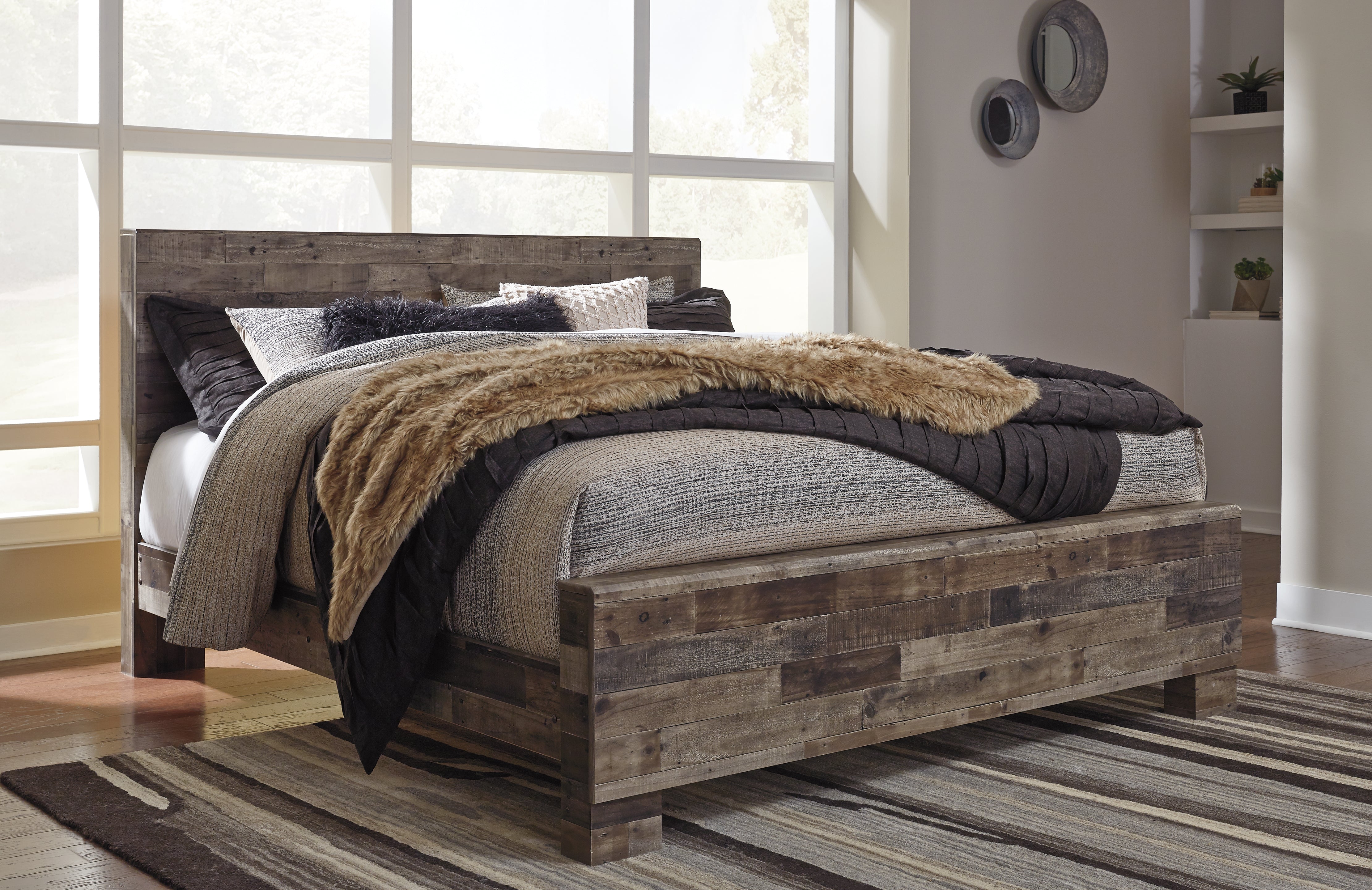 Floridian Furniture - Ashley Furniture - Derekson Bedroom - King Panel Bed / Multi Gray - B200B11
