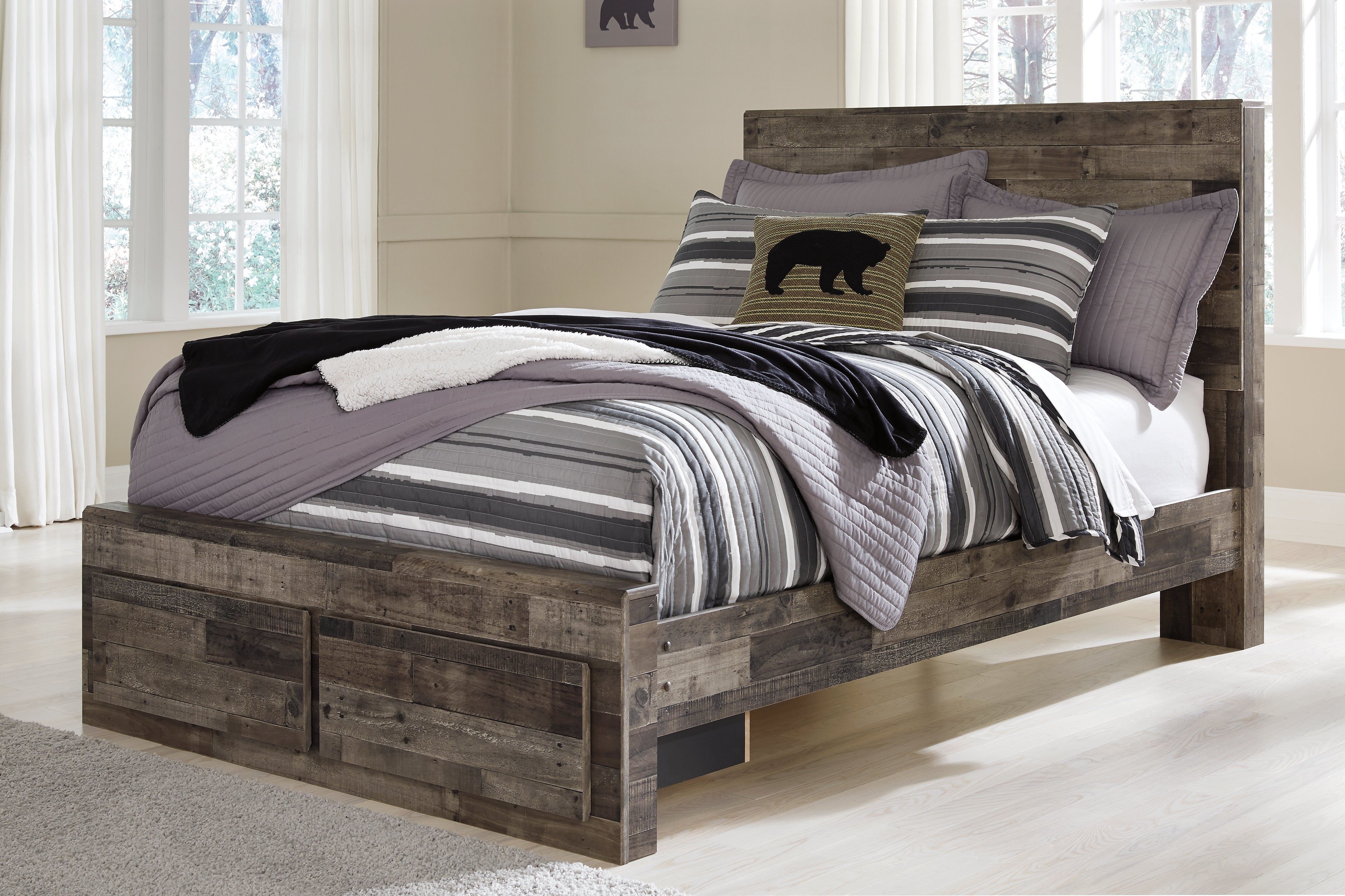 Floridian Furniture - Ashley Furniture - Derekson Bedroom - Full Panel Bed with 2 Storage Drawers / Multi Gray - B200B16