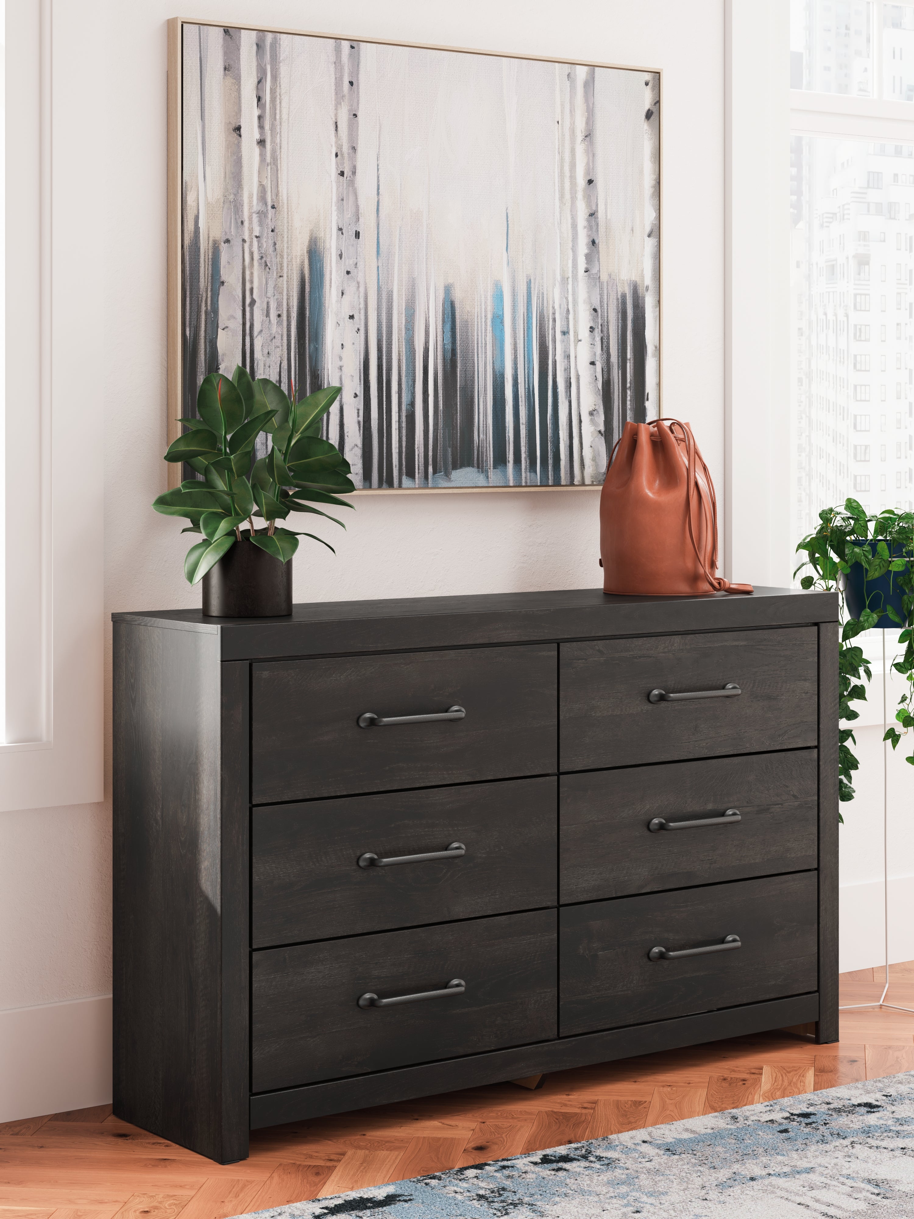 Floridian Furniture - Ashley Furniture - Hollivern Bedroom - Six Drawer Dresser / Dark Gray - PCB2108-31