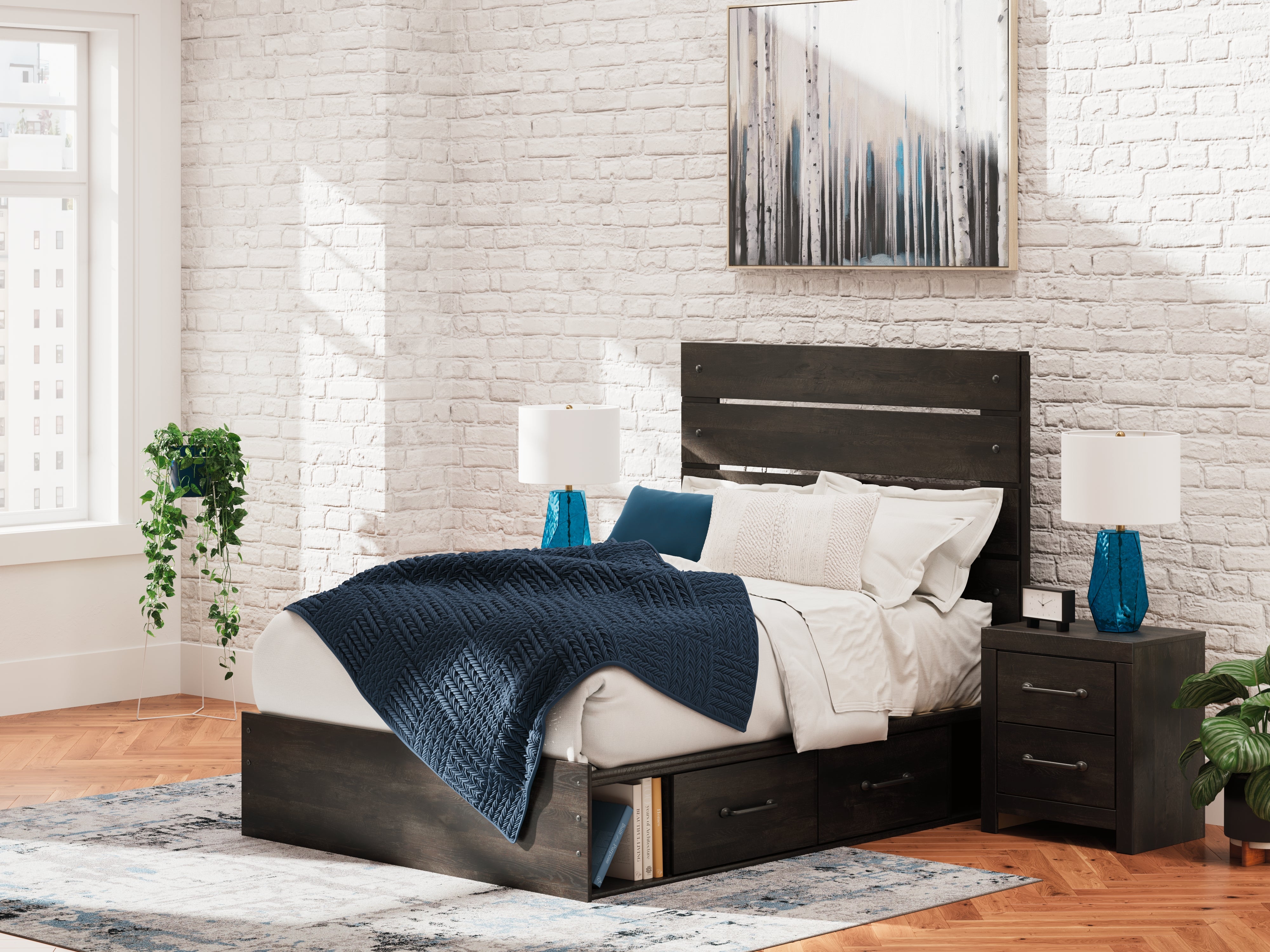 Floridian Furniture - Ashley Furniture - Hollivern Bedroom - Full Panel Storage Bed / Dark Gray - PCB2108B15