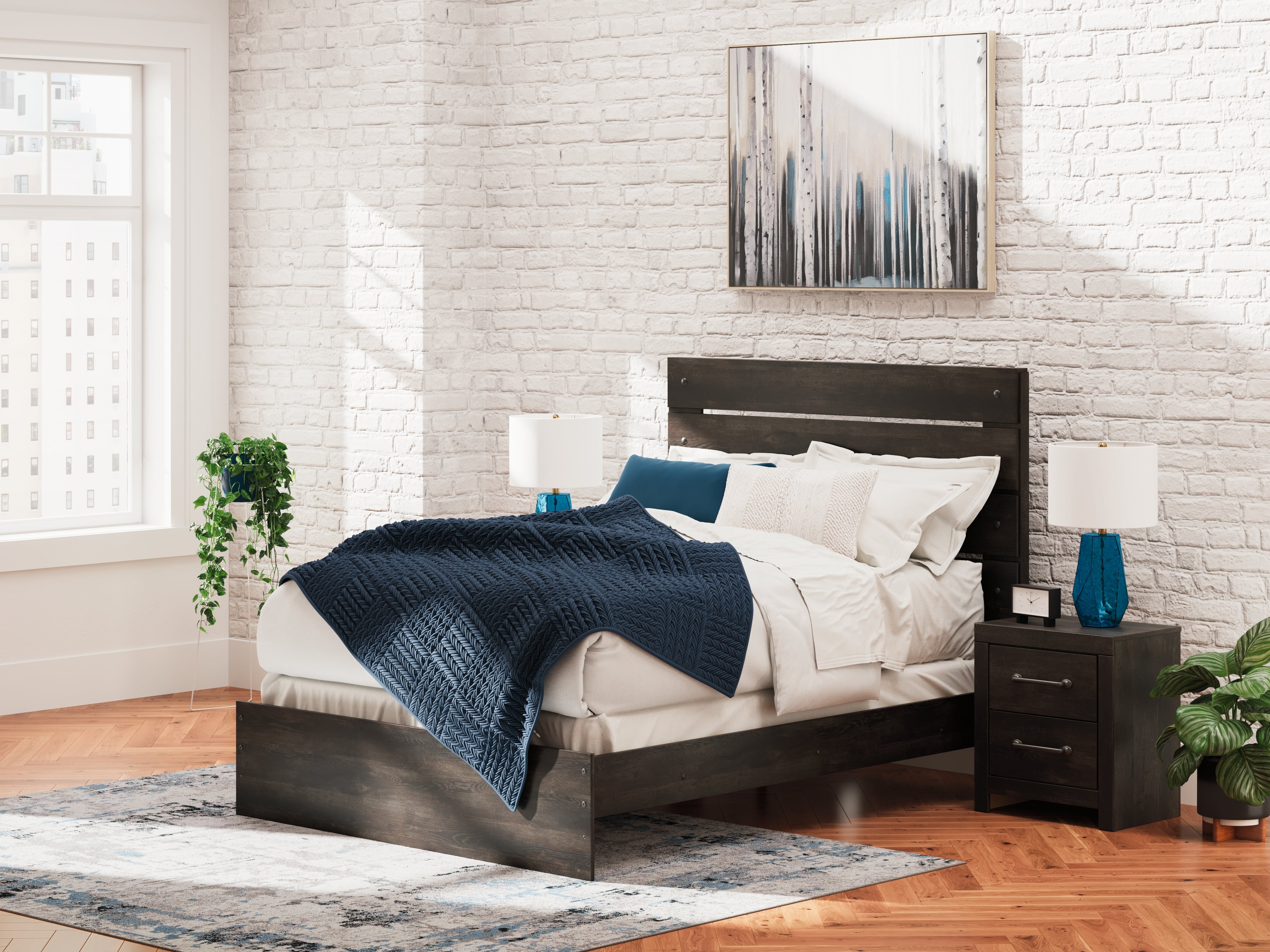 Floridian Furniture - Ashley Furniture - Hollivern Bedroom - Queen Panel Bed / Dark Gray - PCB2108B2