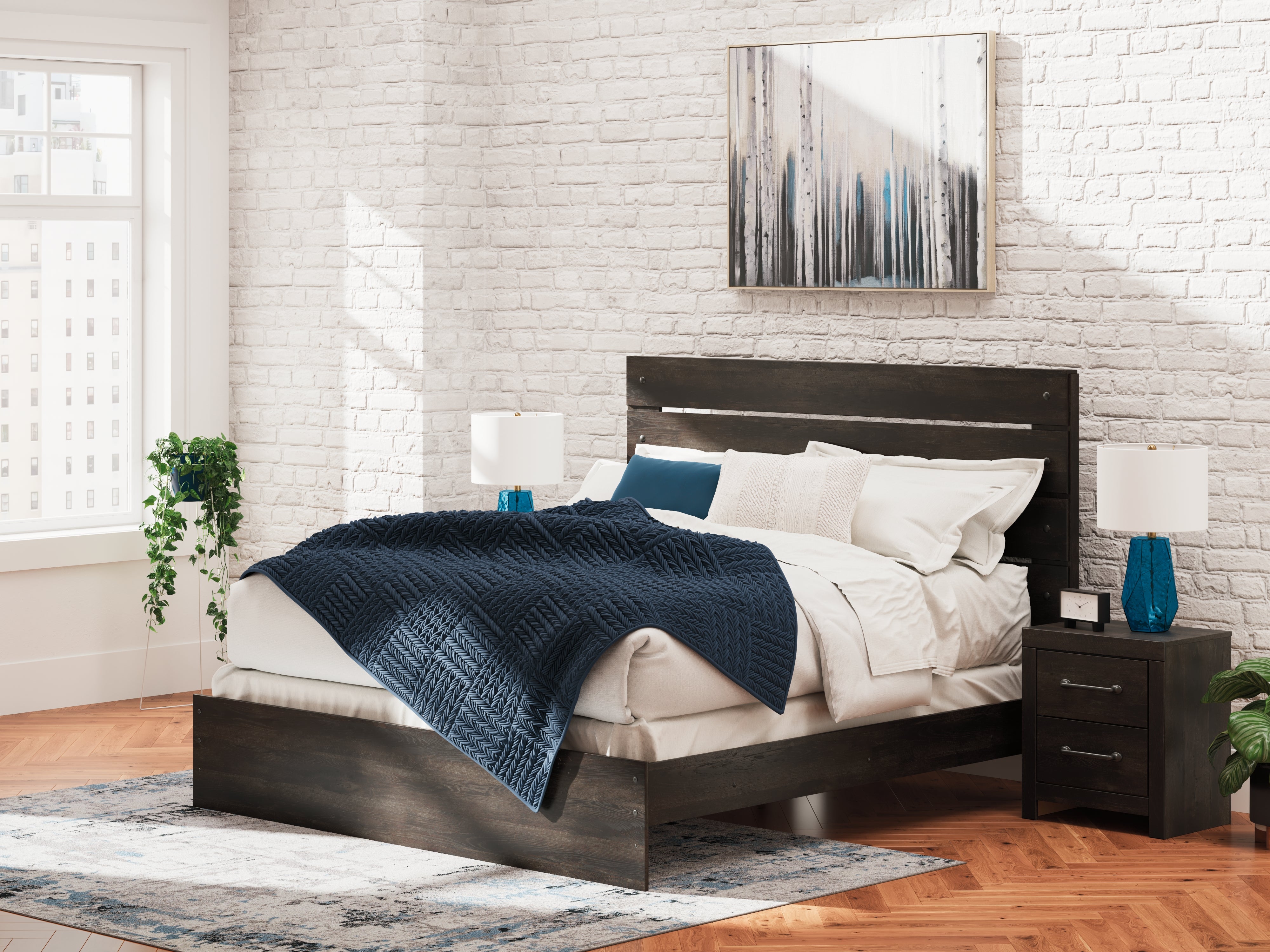 Floridian Furniture - Ashley Furniture - Hollivern Bedroom - King Panel Bed / Dark Gray - PCB2108B8