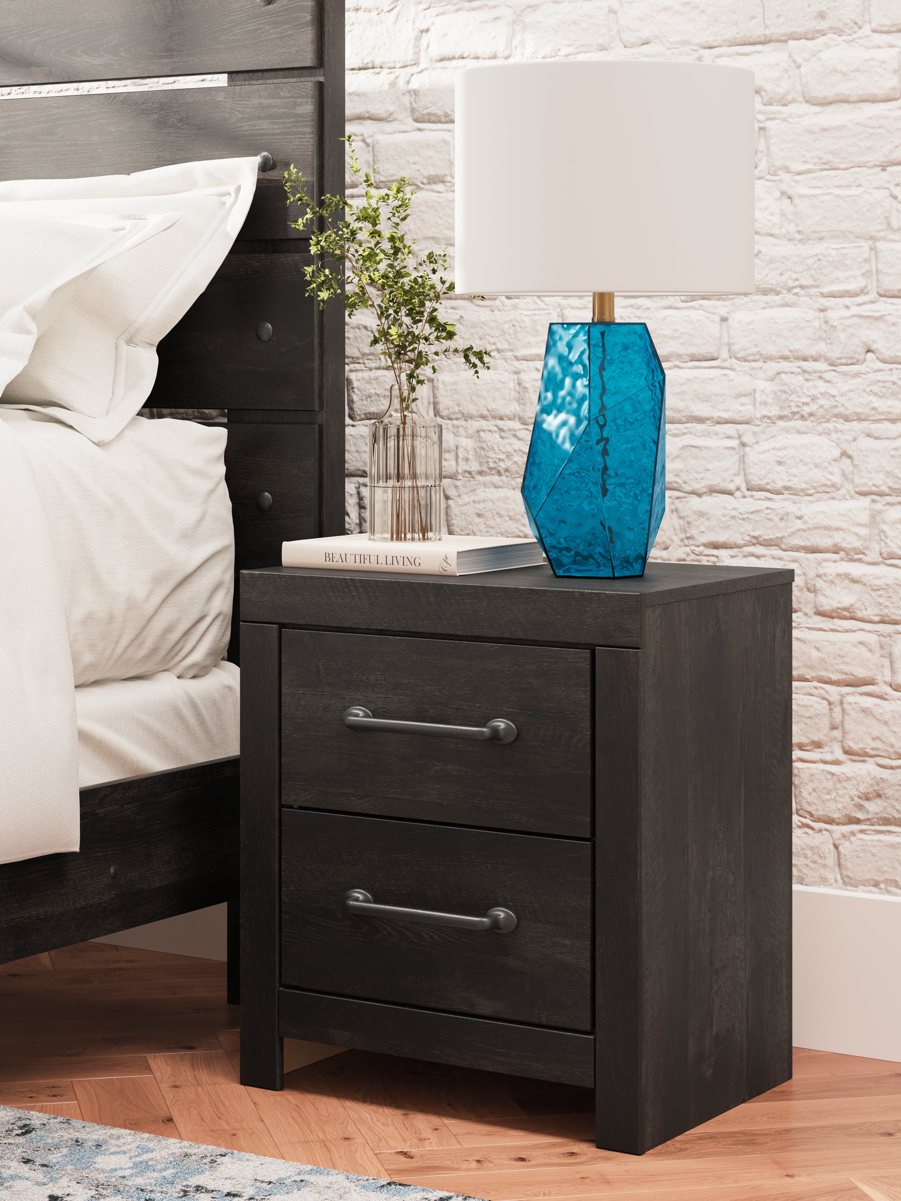 Floridian Furniture - Ashley Furniture - Hollivern Bedroom - Two Drawer Night Stand / Dark Gray - PCB2108-92