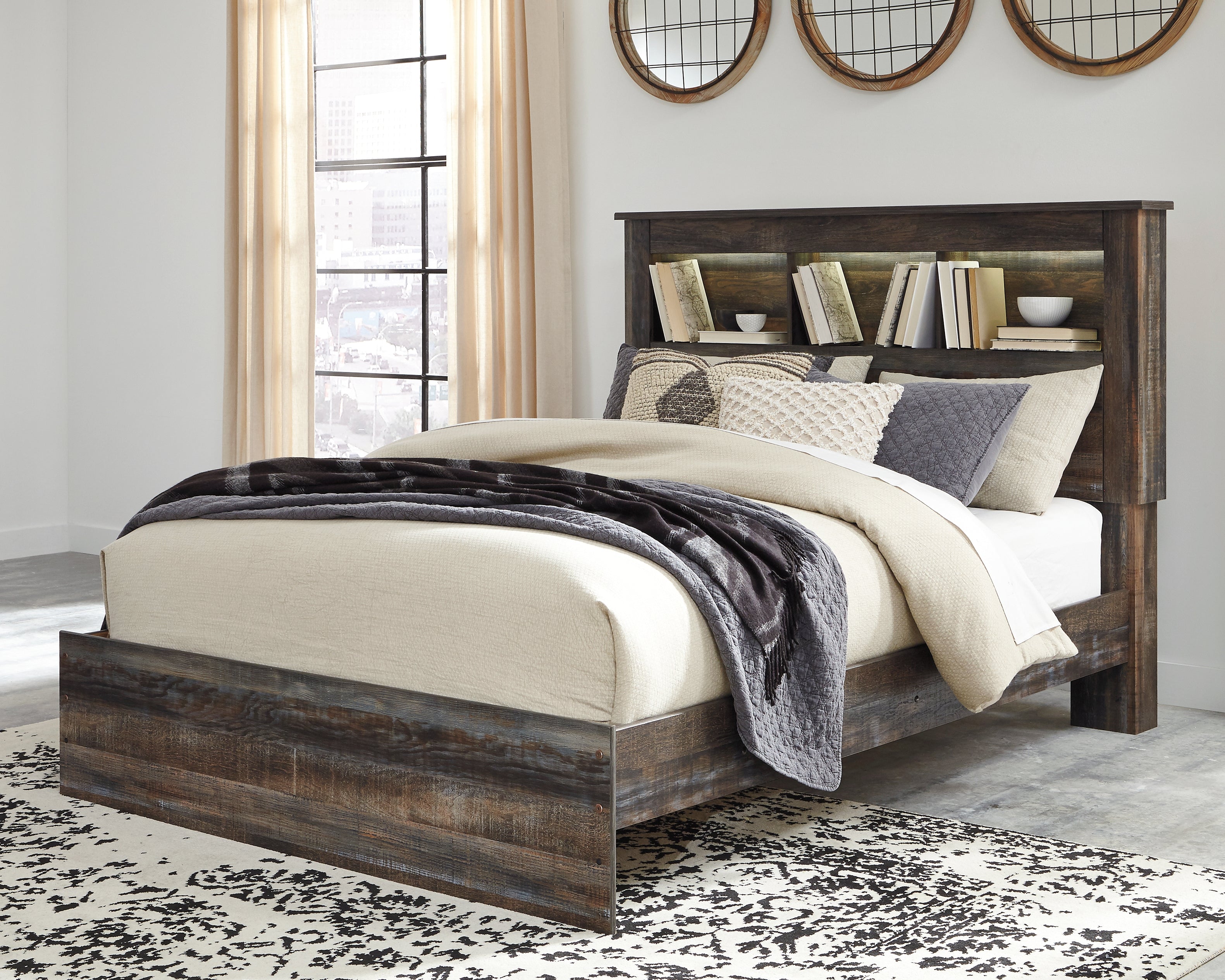 Floridian Furniture - Ashley Furniture - Drystan Bedroom - Queen Bookcase Bed / Multi - B211B16