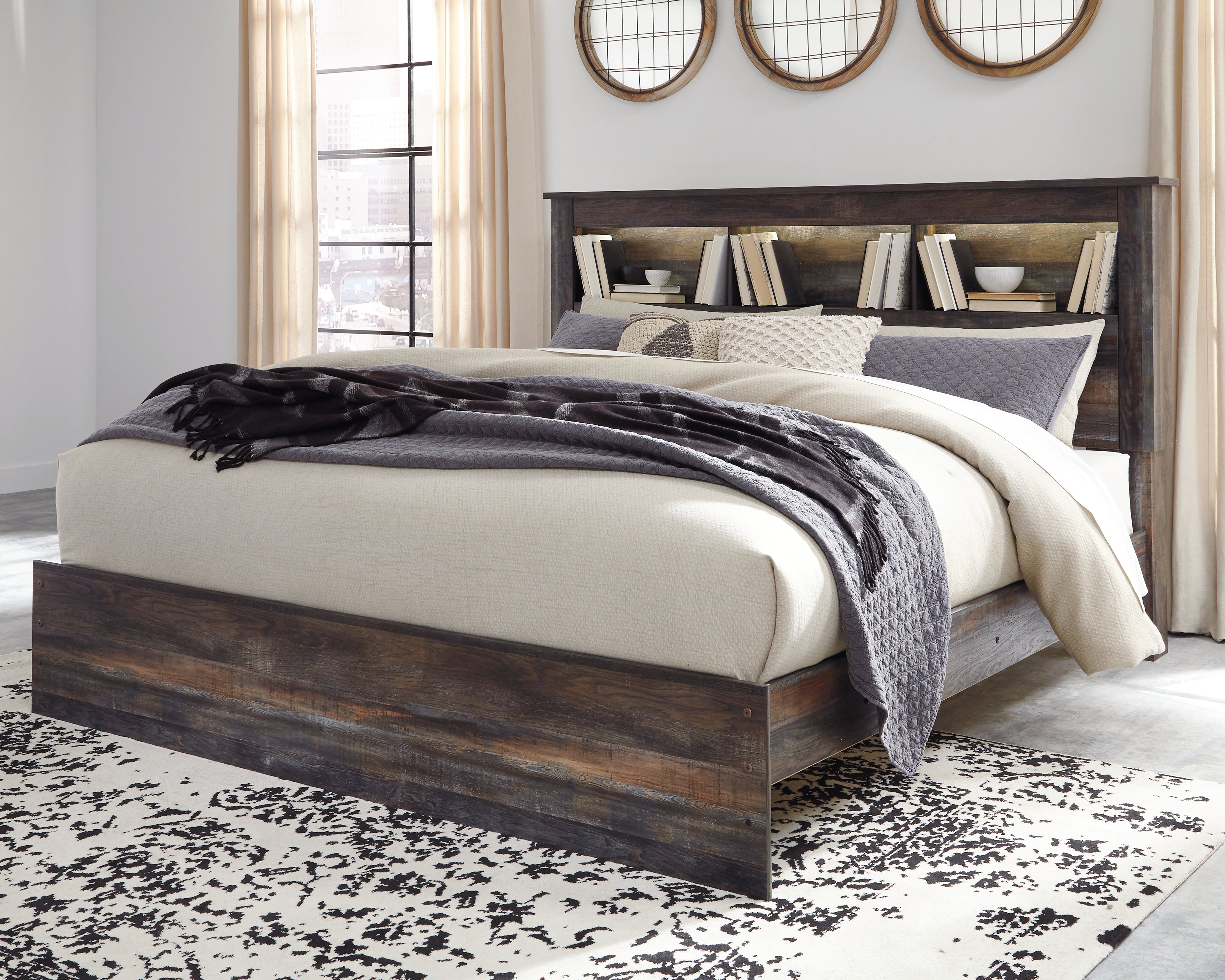 Floridian Furniture - Ashley Furniture - Drystan Bedroom - King Bookcase Bed / Multi - B211B53